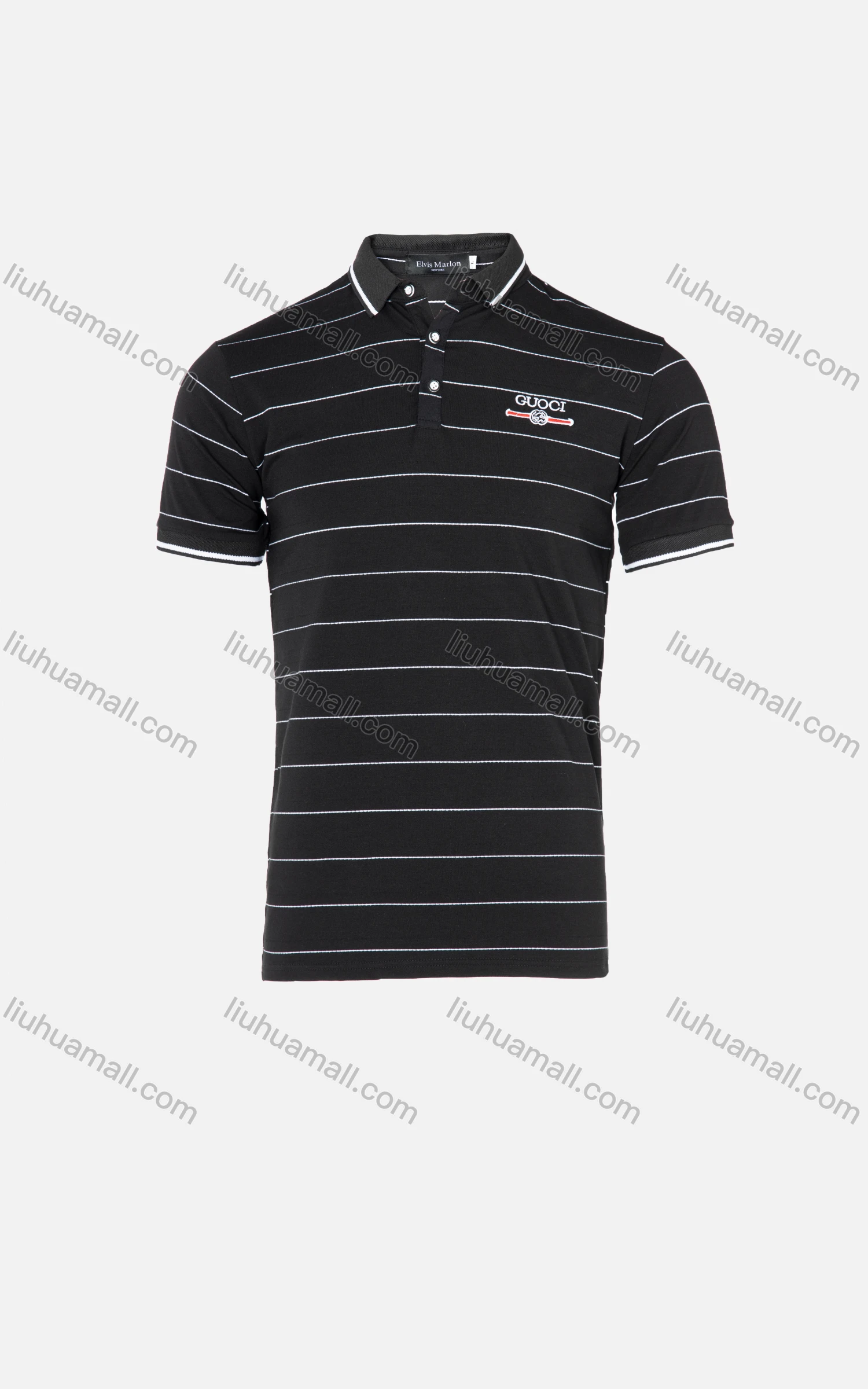 Wholesale Men's Casual Striped Label Letter Print Embroidery Polo Shirt - Liuhuamall