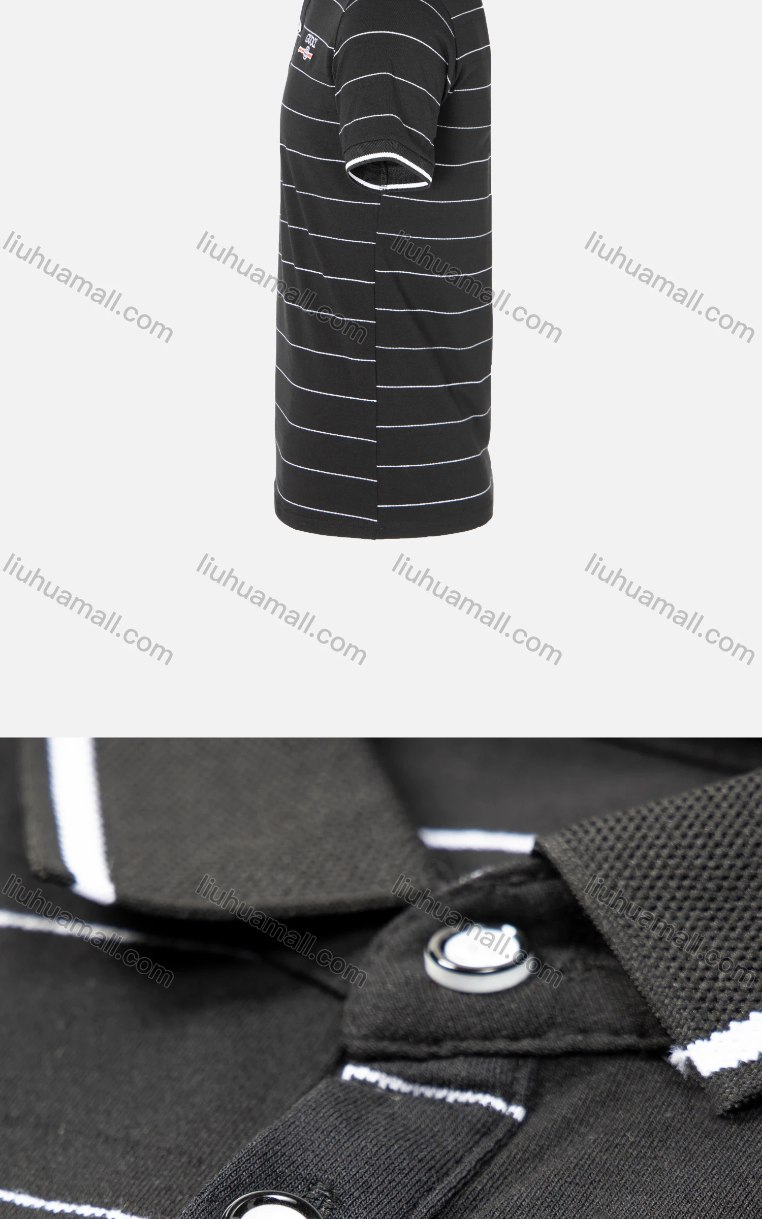 Wholesale Men's Casual Striped Label Letter Print Embroidery Polo Shirt - Liuhuamall