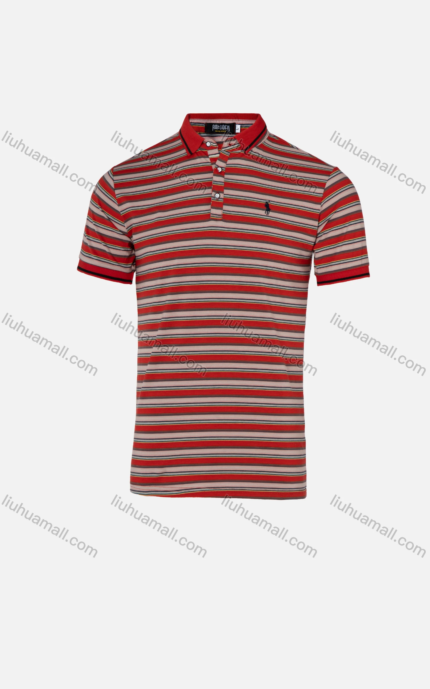Wholesale Men's Casual Label Print Striped Embroidery Polo Shirt - Liuhuamall