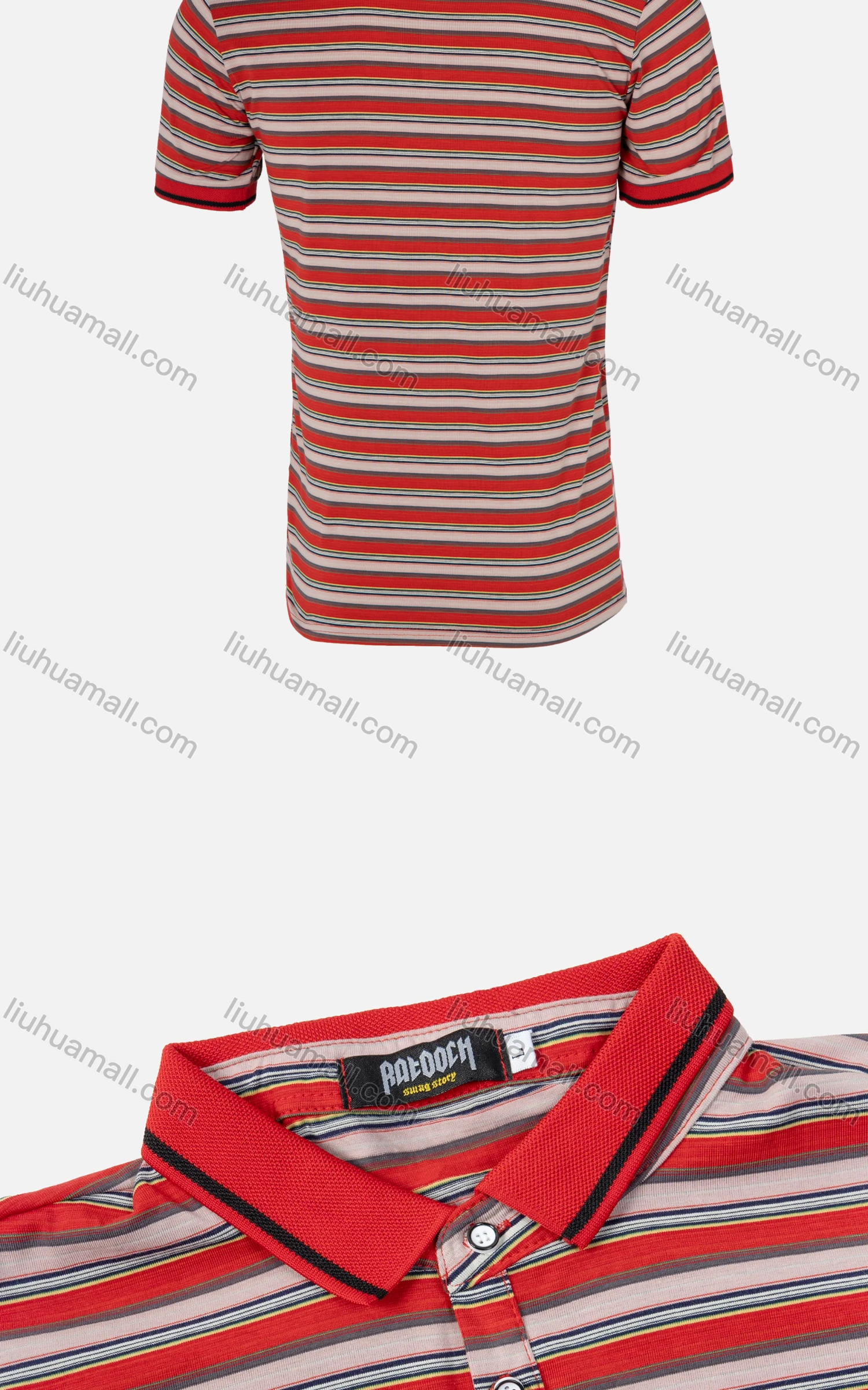 Wholesale Men's Casual Label Print Striped Embroidery Polo Shirt - Liuhuamall