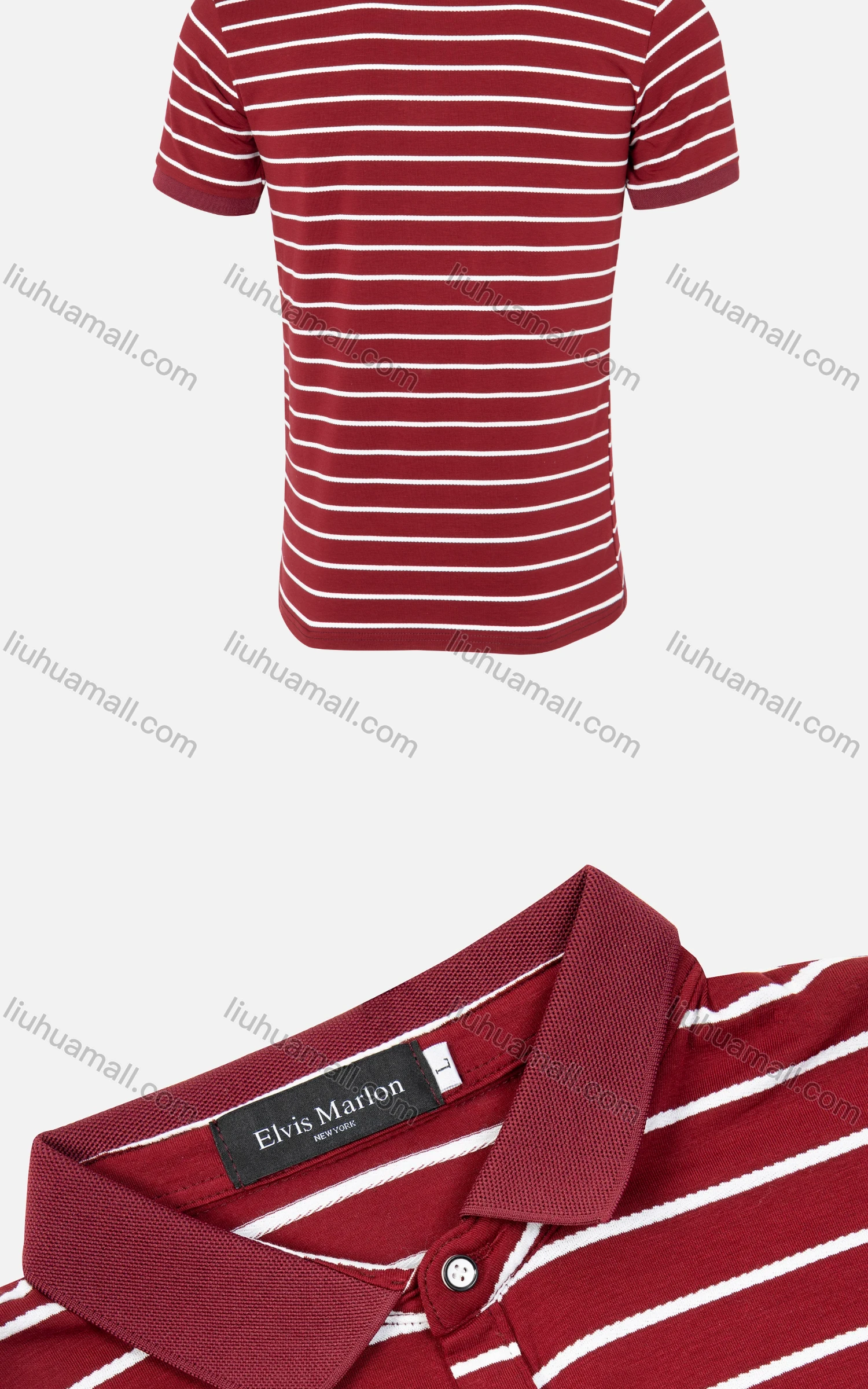 Wholesale Men's Casual Striped Label Print Short Sleeve Polo Shirt - Liuhuamall