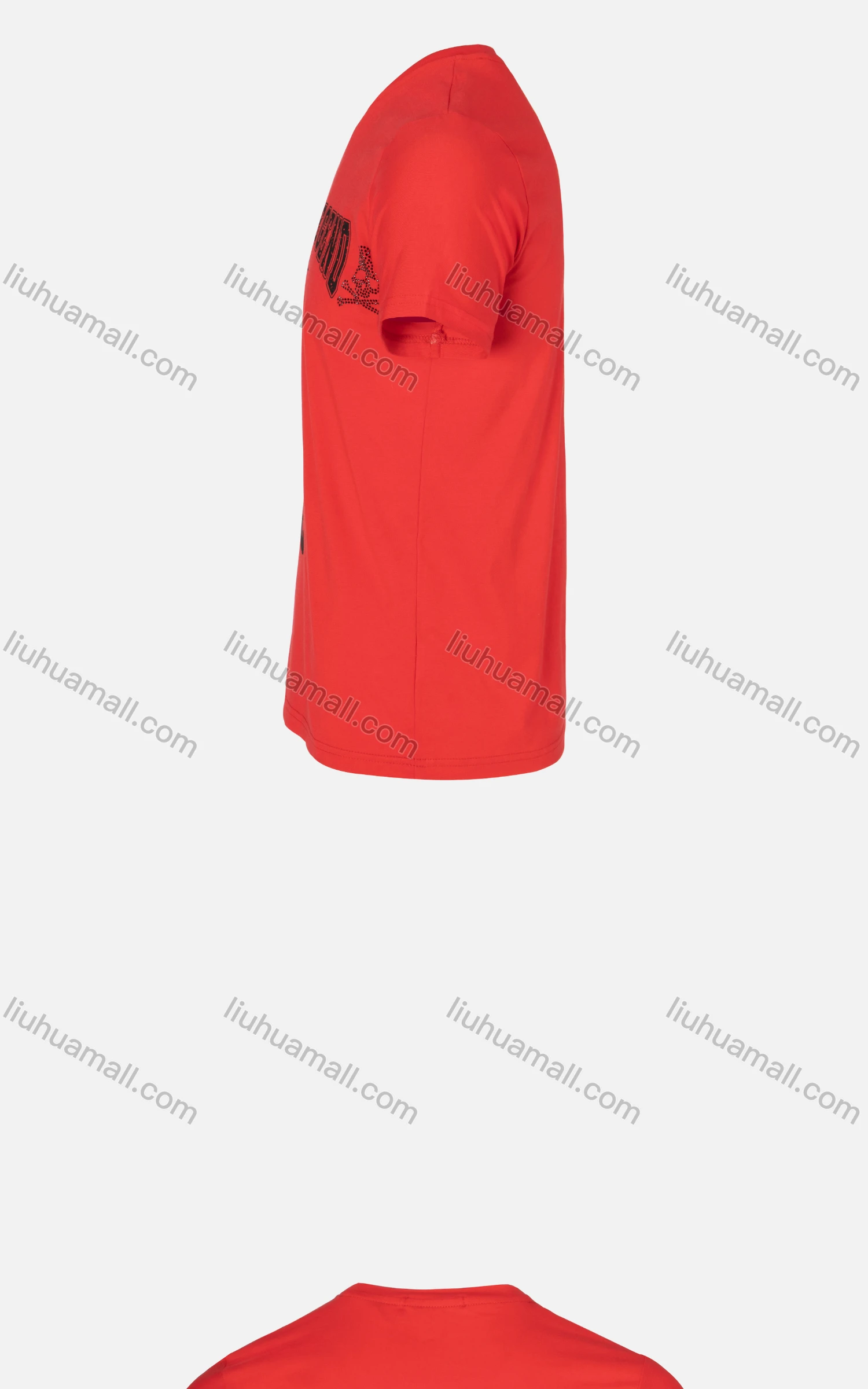 Wholesale Men's Casual Round Neck Rhinestone Skull Cartoon Letter Print Short Sleeve T-shirt - Liuhuamall