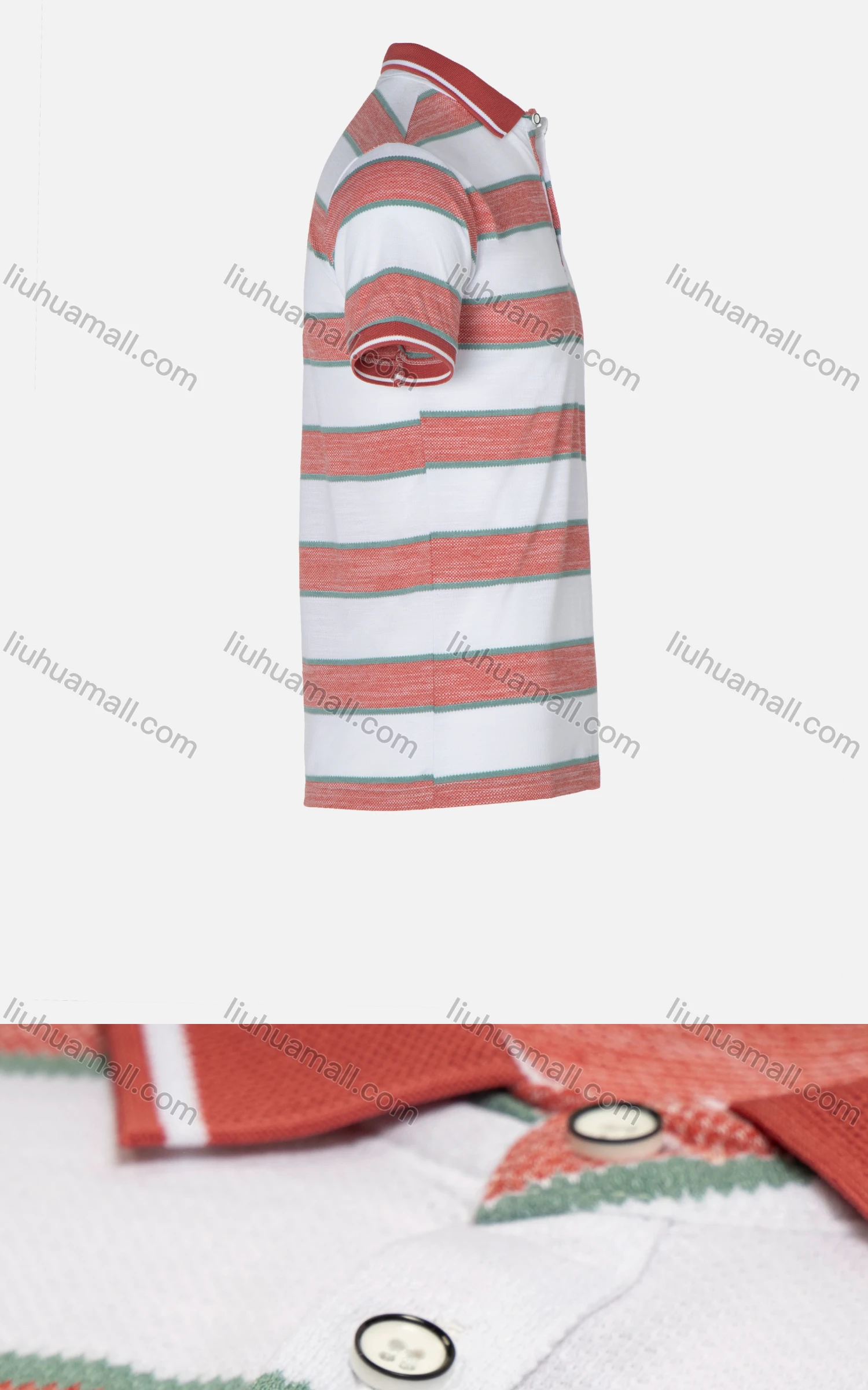 Wholesale Men's Casual Striped Print Embroidery Letter Short Sleeve Polo Shirt - Liuhuamall