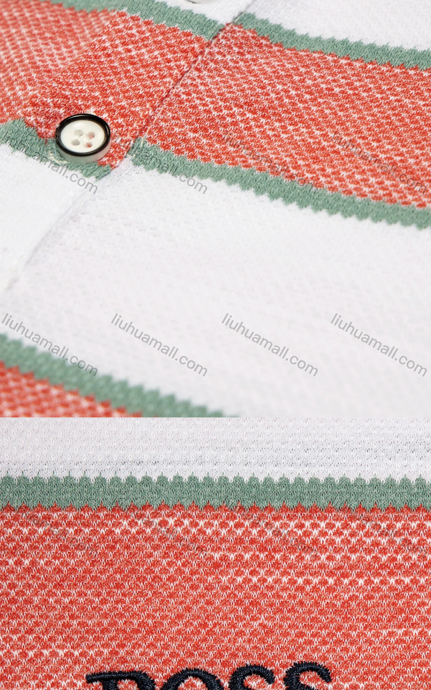 Wholesale Men's Casual Striped Print Embroidery Letter Short Sleeve Polo Shirt - Liuhuamall