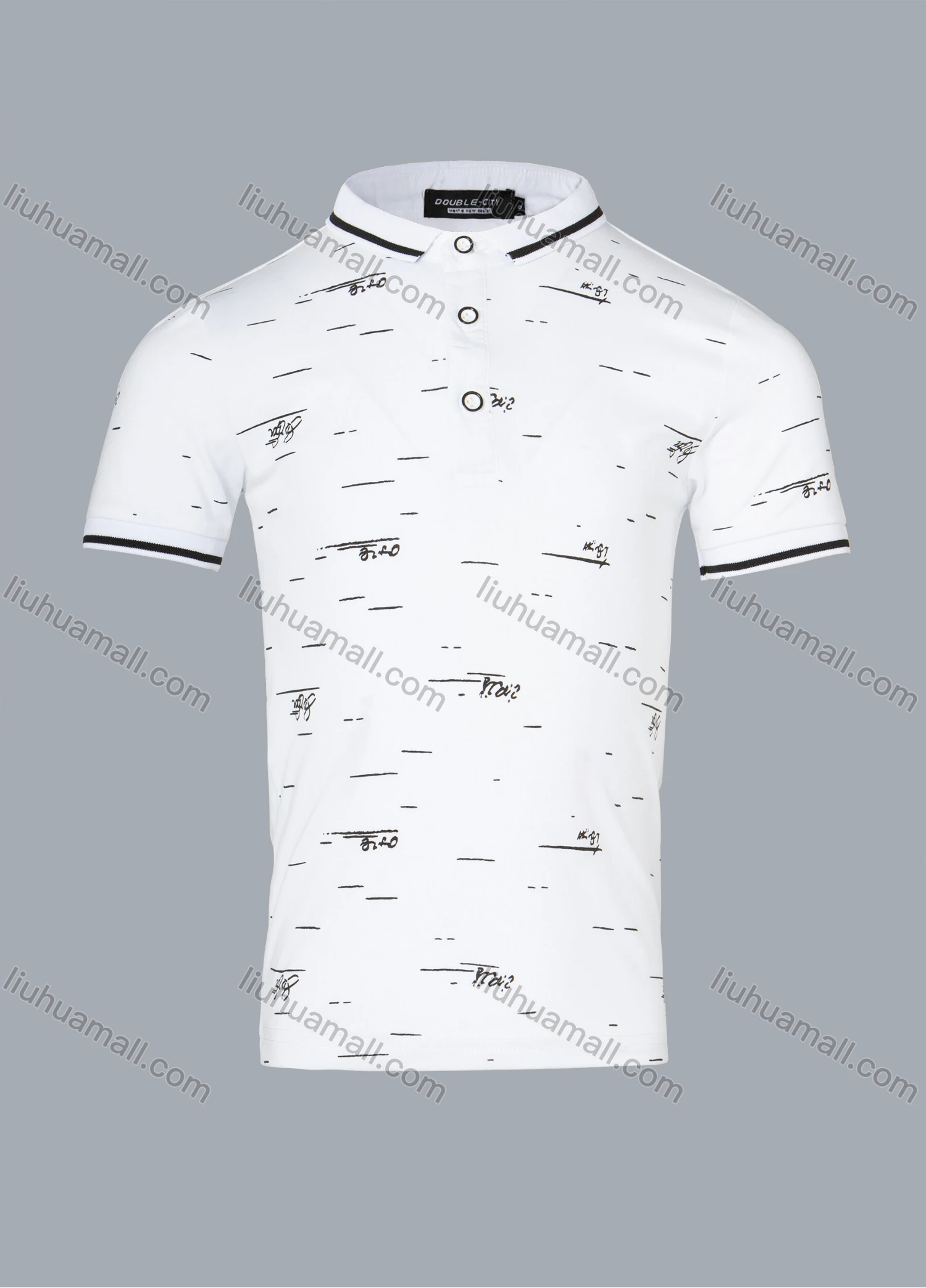 Wholesale Boys Casual Allover Letter Striped Print Short Sleeve Polo Shirt - Liuhuamall