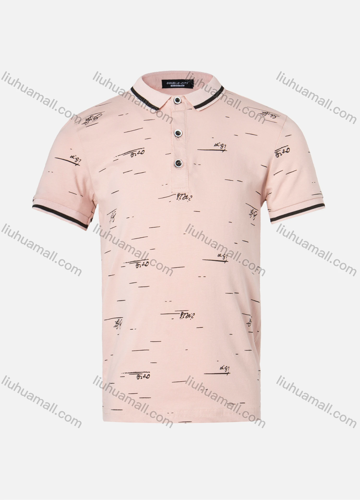 Wholesale Boys Casual Allover Letter Striped Print Short Sleeve Polo Shirt - Liuhuamall