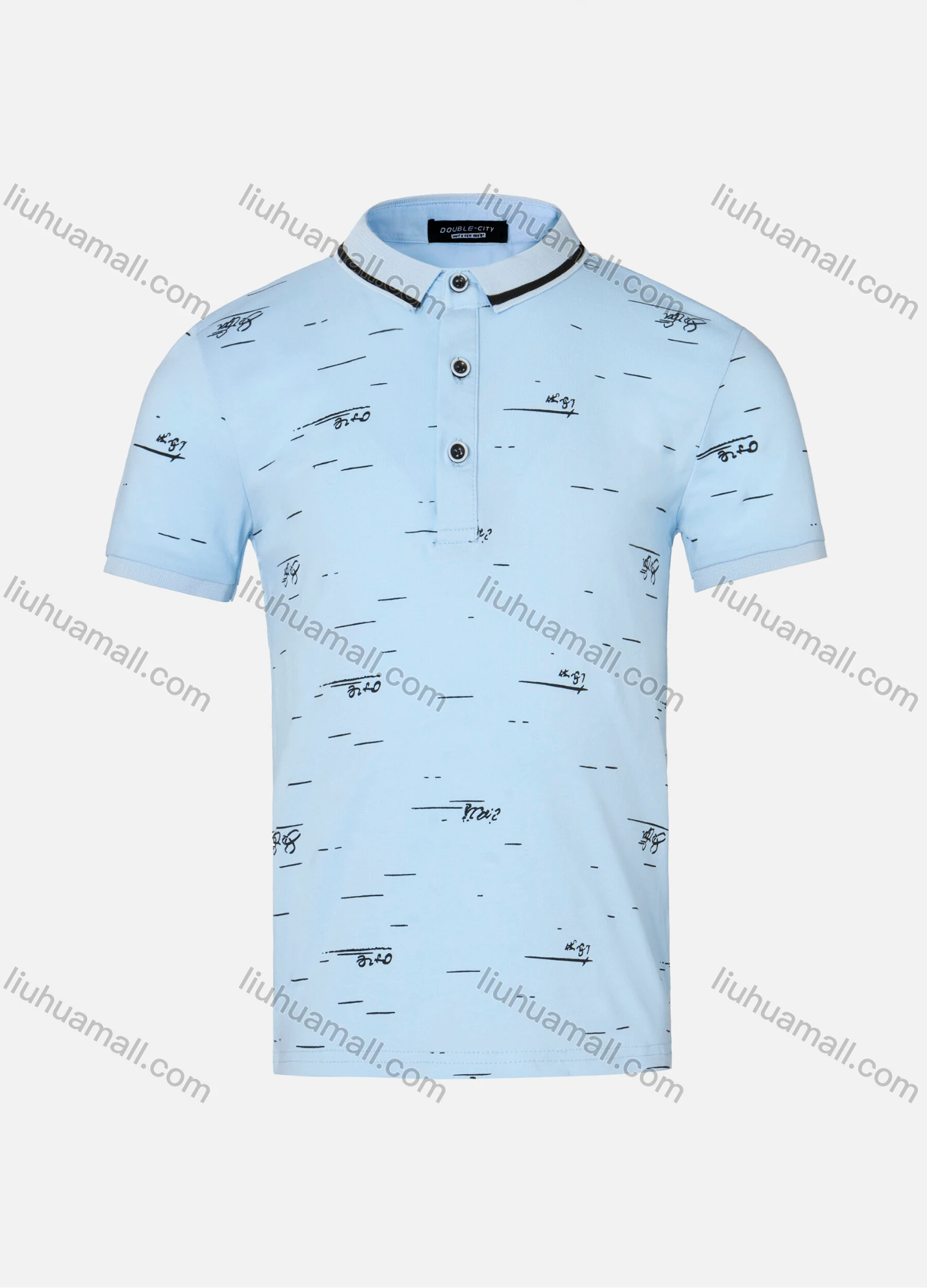 Wholesale Boys Casual Allover Letter Striped Print Short Sleeve Polo Shirt - Liuhuamall