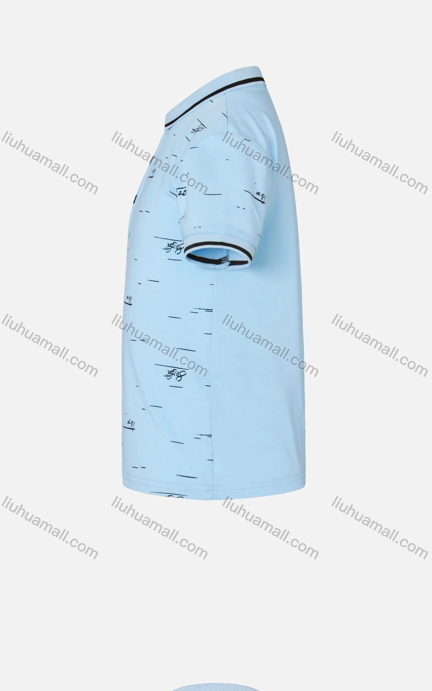 Wholesale Boys Casual Allover Letter Striped Print Short Sleeve Polo Shirt - Liuhuamall