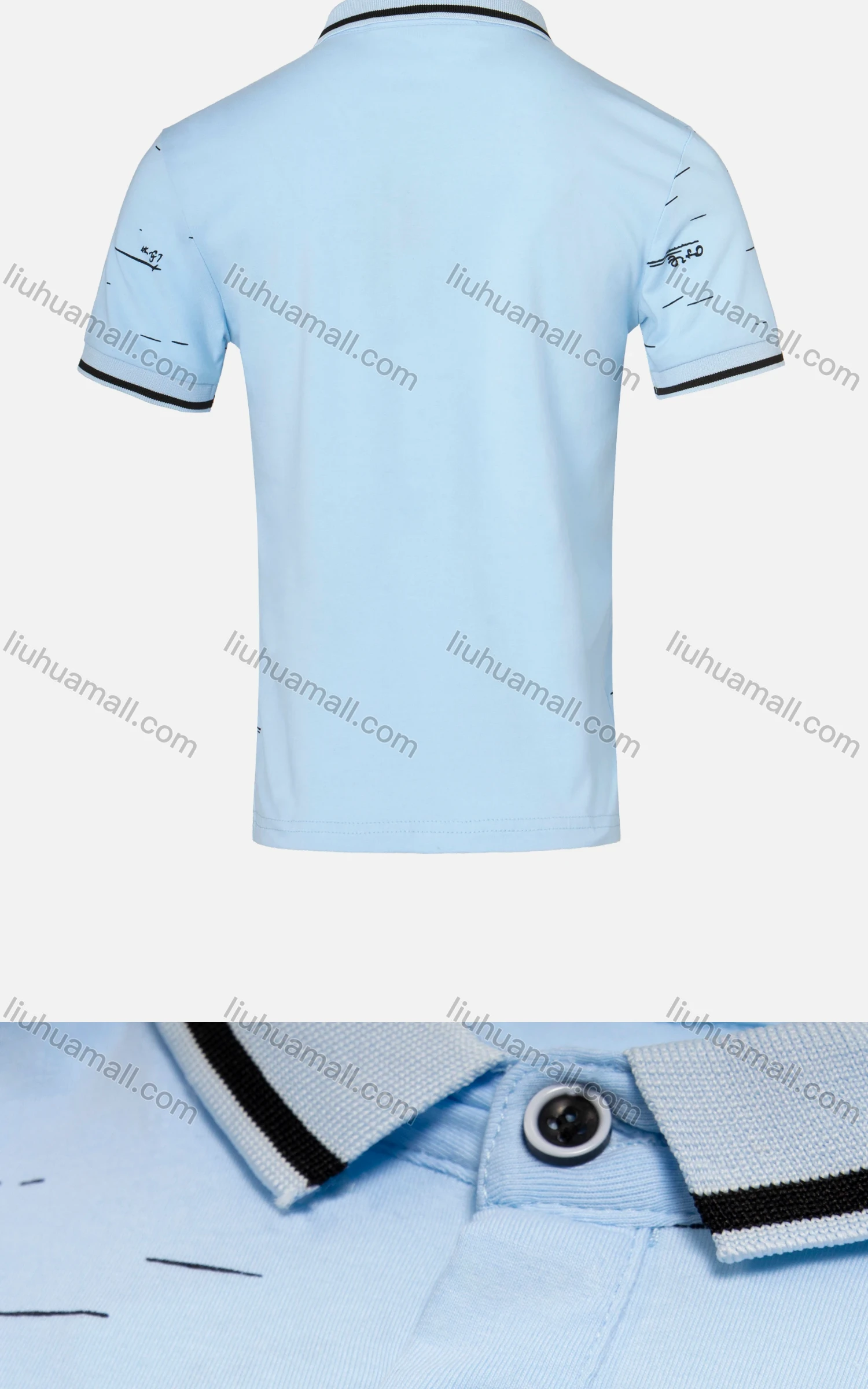 Wholesale Boys Casual Allover Letter Striped Print Short Sleeve Polo Shirt - Liuhuamall