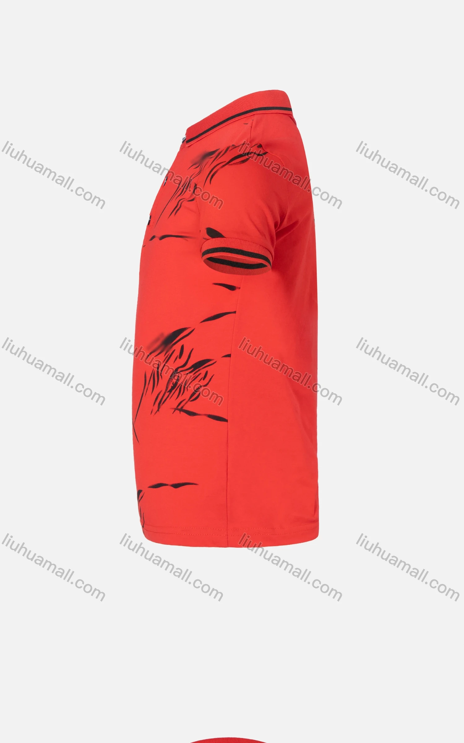 Wholesale Boys Casual Allover Leaf Print Striped Trim Short Sleeve Polo Shirt - Liuhuamall