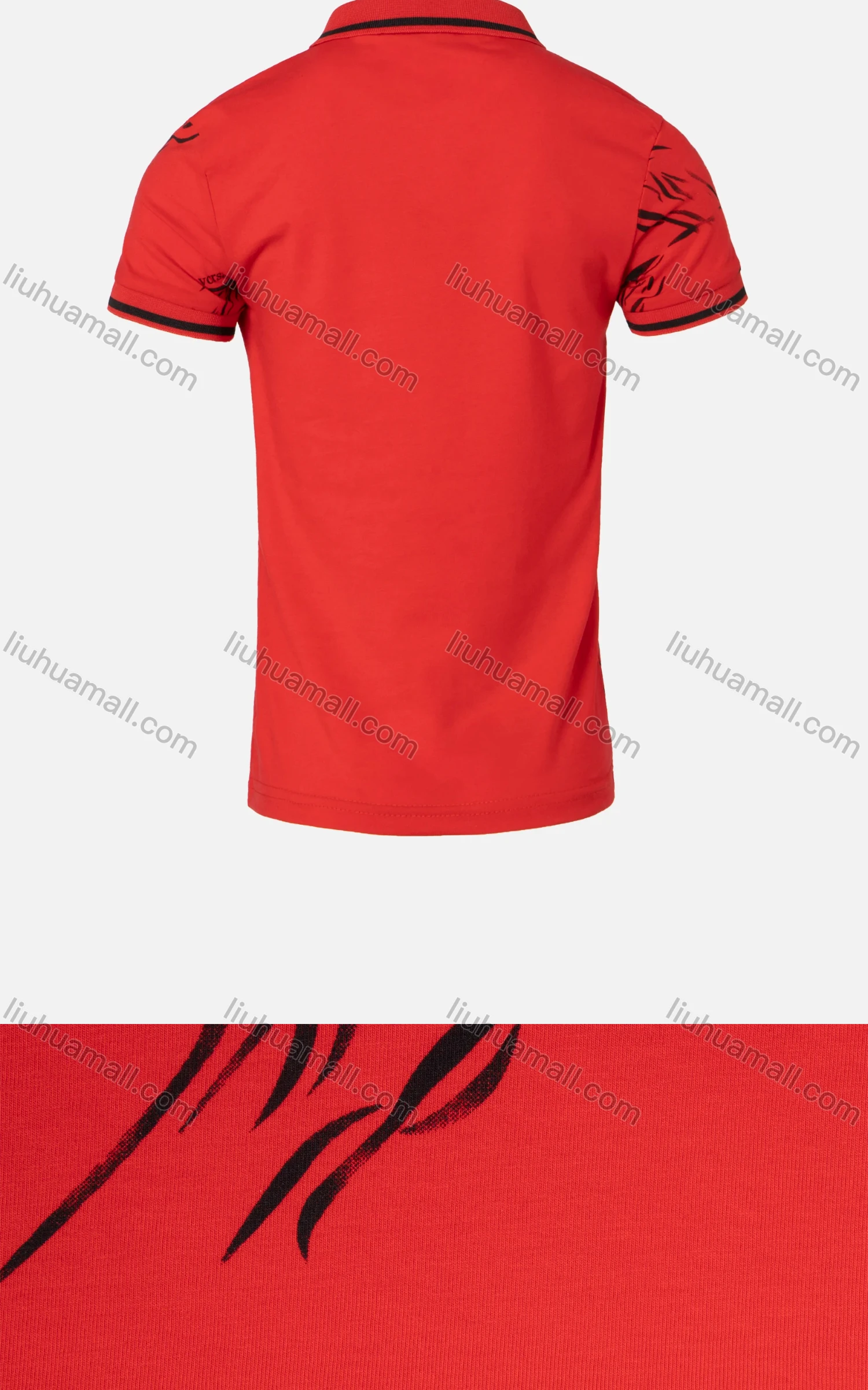 Wholesale Boys Casual Allover Leaf Print Striped Trim Short Sleeve Polo Shirt - Liuhuamall