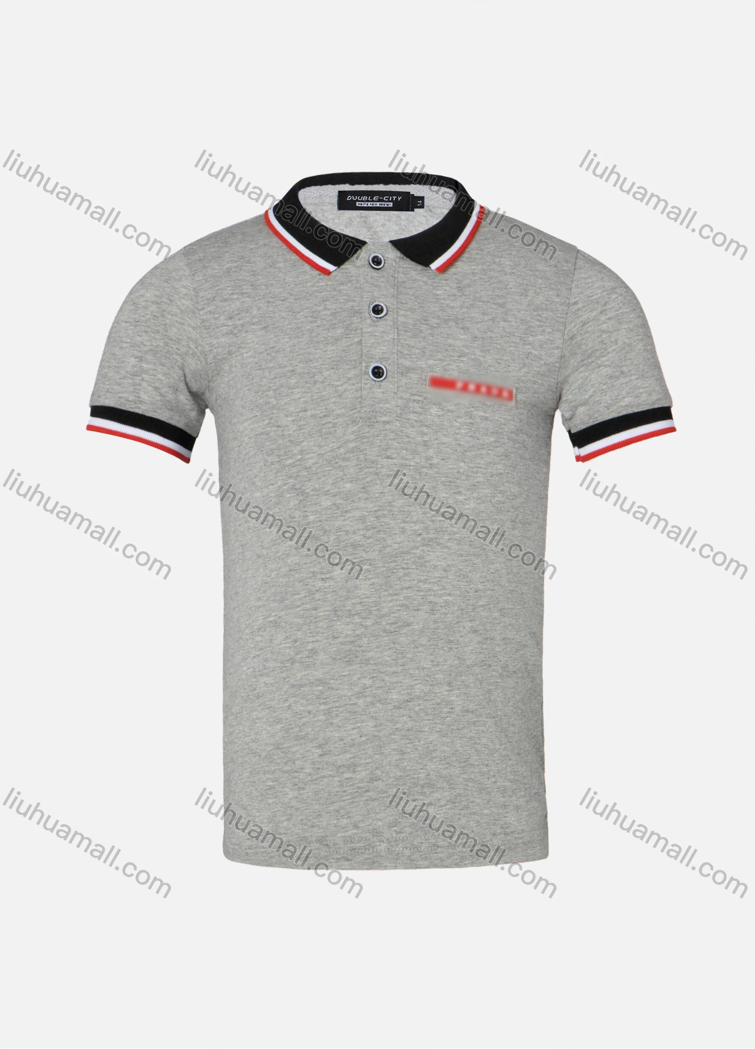 Wholesale Boys Casual Plain Embroidery Contrast Collar Striped Trim Short Sleeve Polo Shirt - Liuhuamall