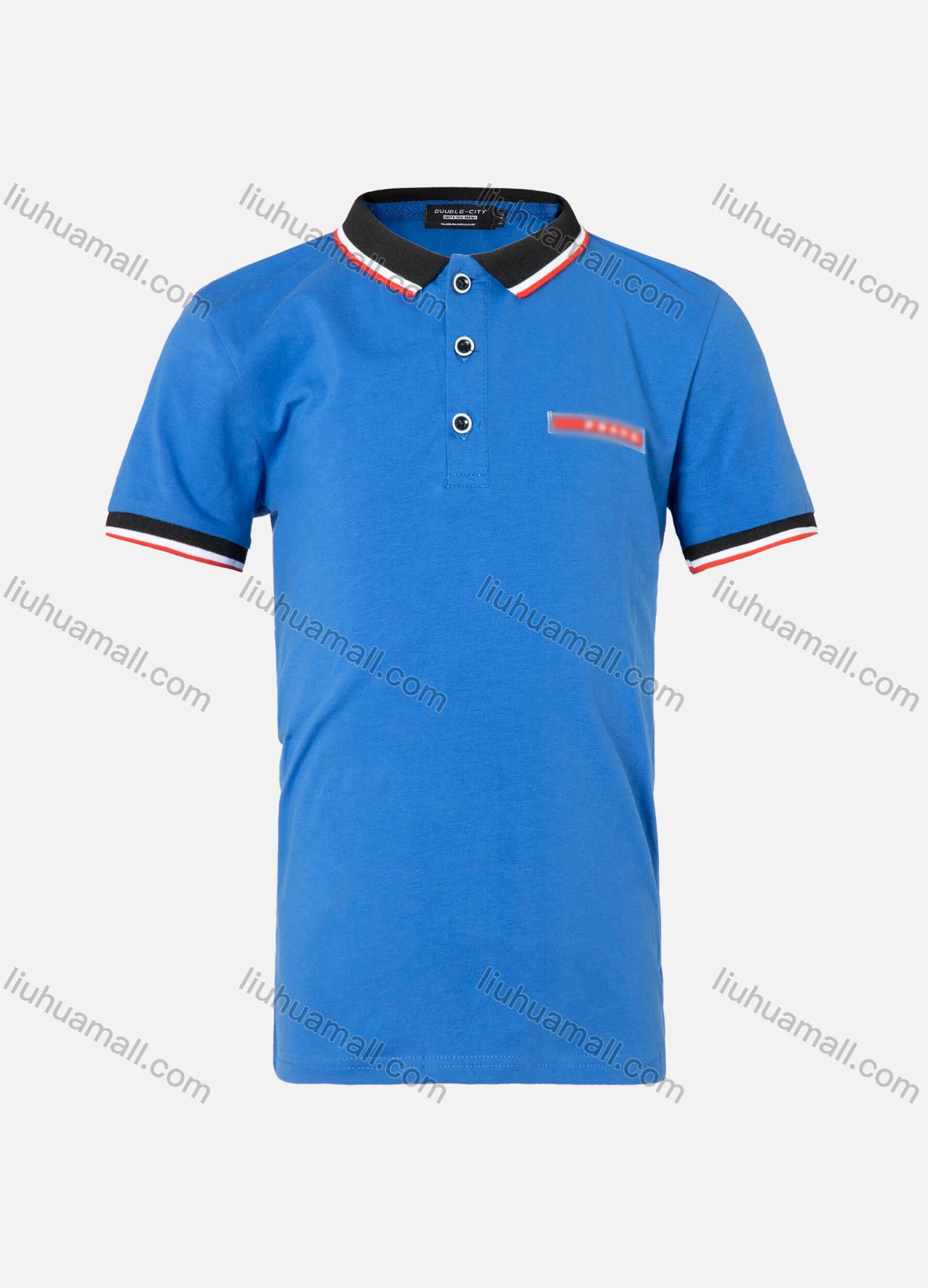 Wholesale Boys Casual Plain Embroidery Contrast Collar Striped Trim Short Sleeve Polo Shirt - Liuhuamall