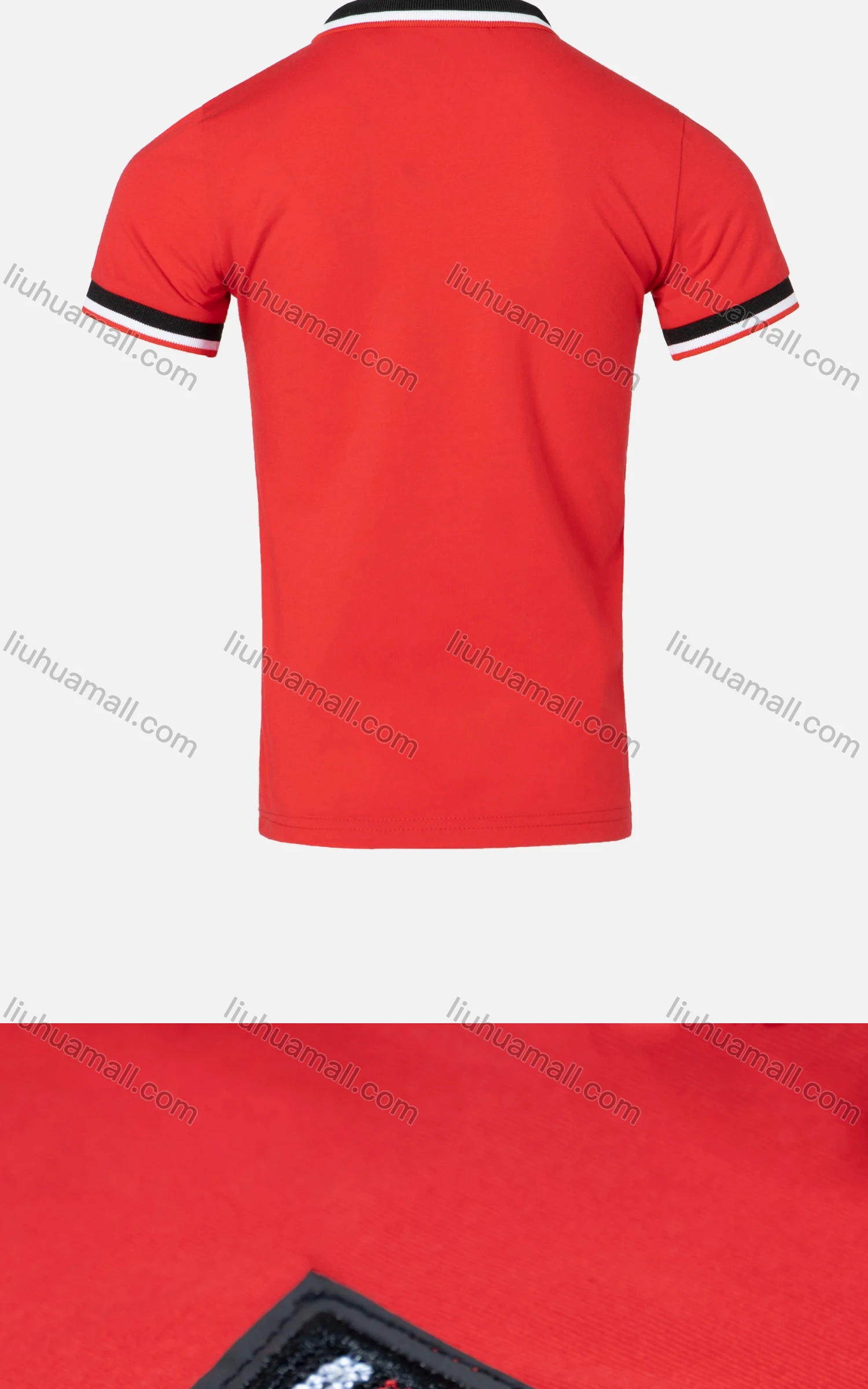 Wholesale Boys Casual Striped Trim Numeric Metal Embroidery Quarter Zip Polo Shirt - Liuhuamall