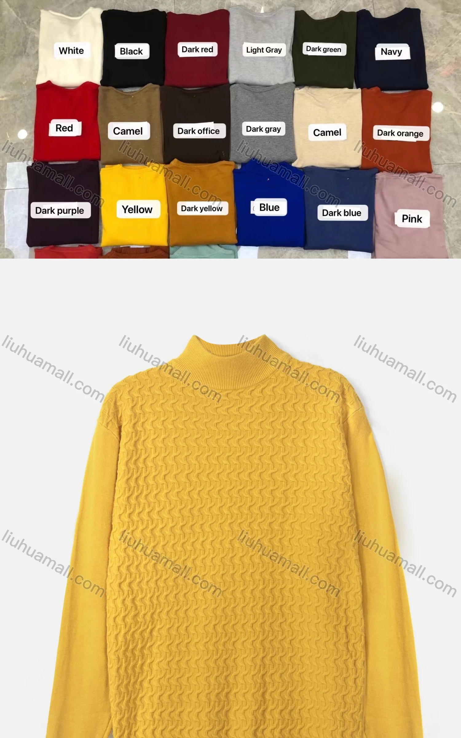 Wholesale Men's Casual Mock Neck Plain Warm Cable Knit Sweater - Liuhuamall
