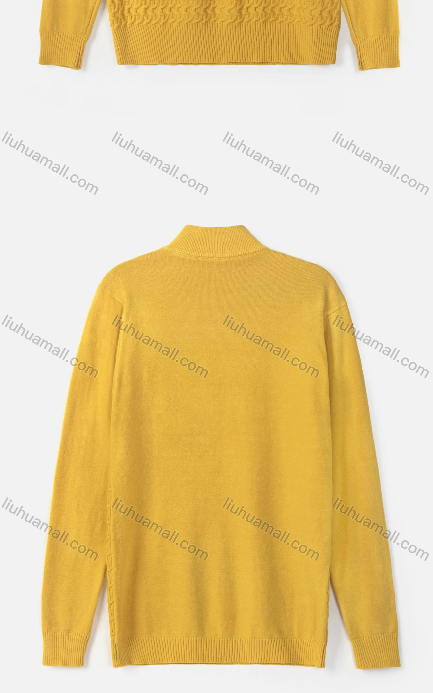 Wholesale Men's Casual Mock Neck Plain Warm Cable Knit Sweater - Liuhuamall