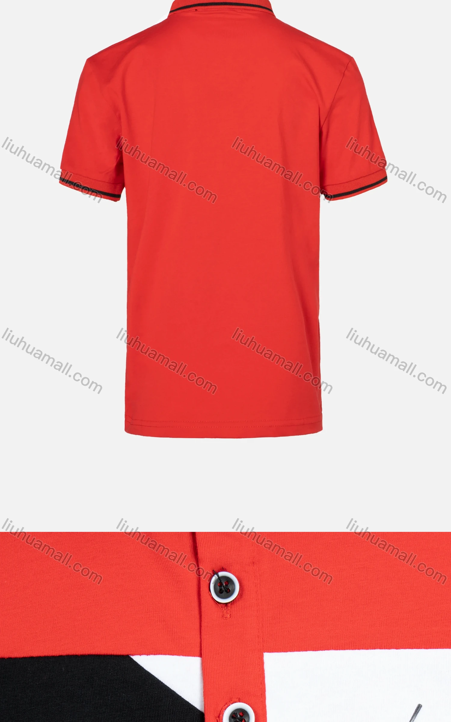 Wholesale Boys Casual Colorblock Letter Print Striped Trim Short Sleeve Polo Shirt - Liuhuamall