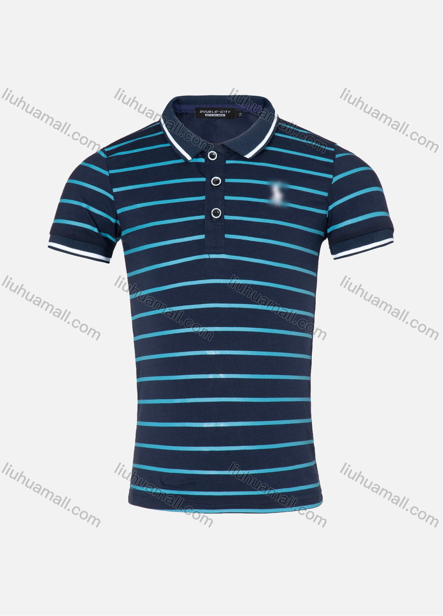 Wholesale Boys Casual Striped Contrast Short Sleeve Polo Shirt - Liuhuamall