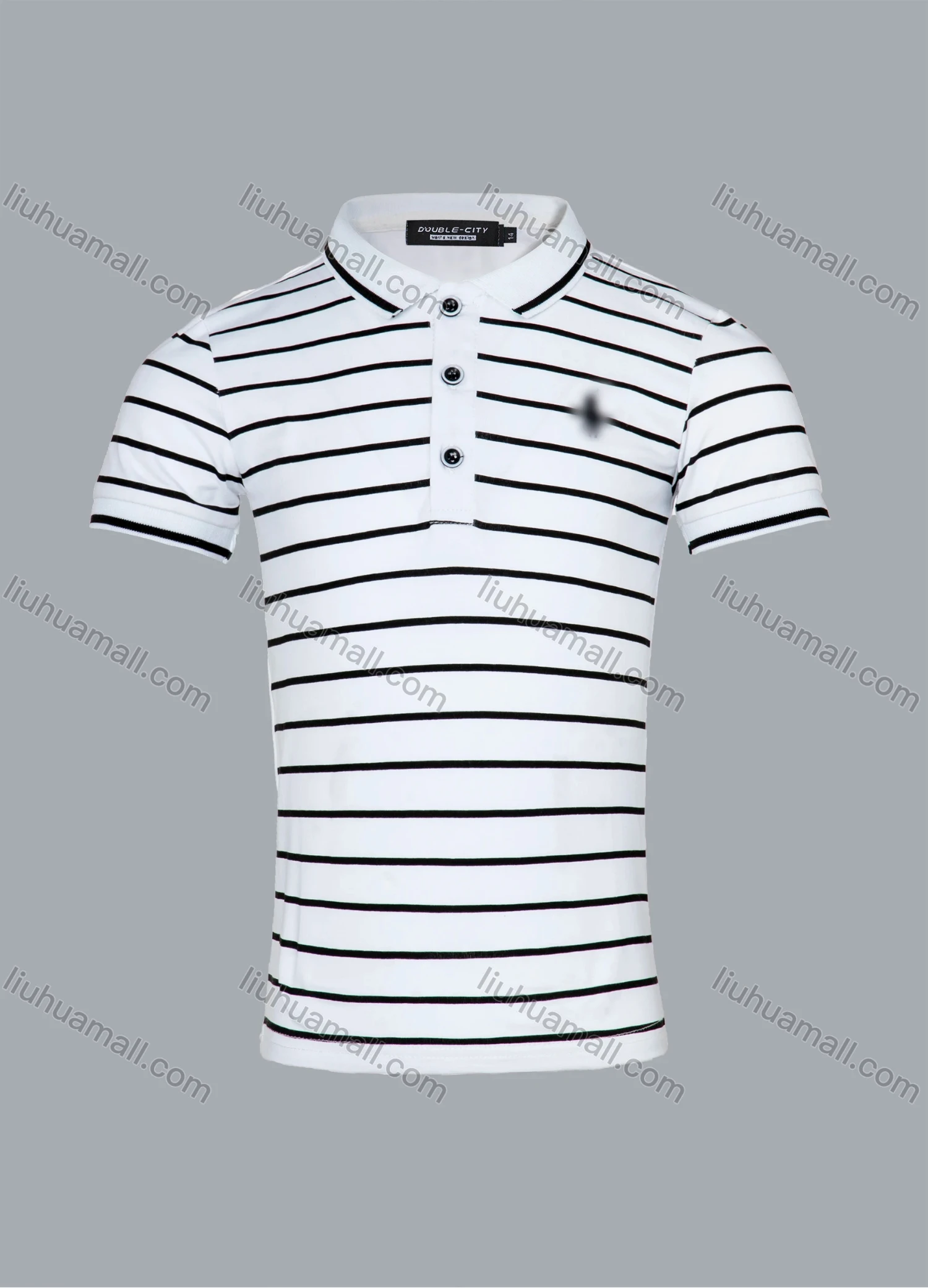 Wholesale Boys Casual Striped Contrast Short Sleeve Polo Shirt - Liuhuamall