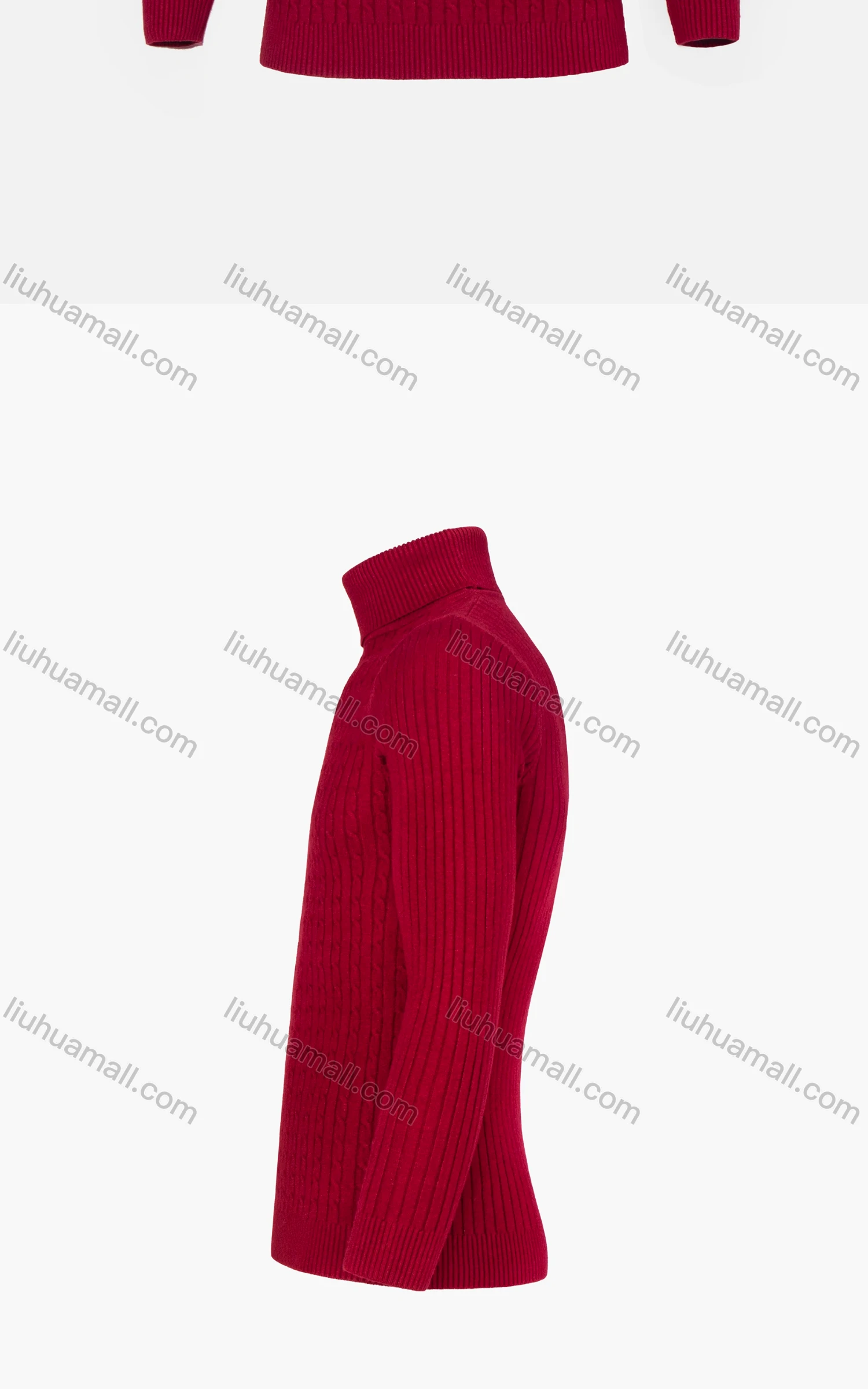 Wholesale Men's Casual Turtleneck Plain Cable Knit Sweater - Liuhuamall