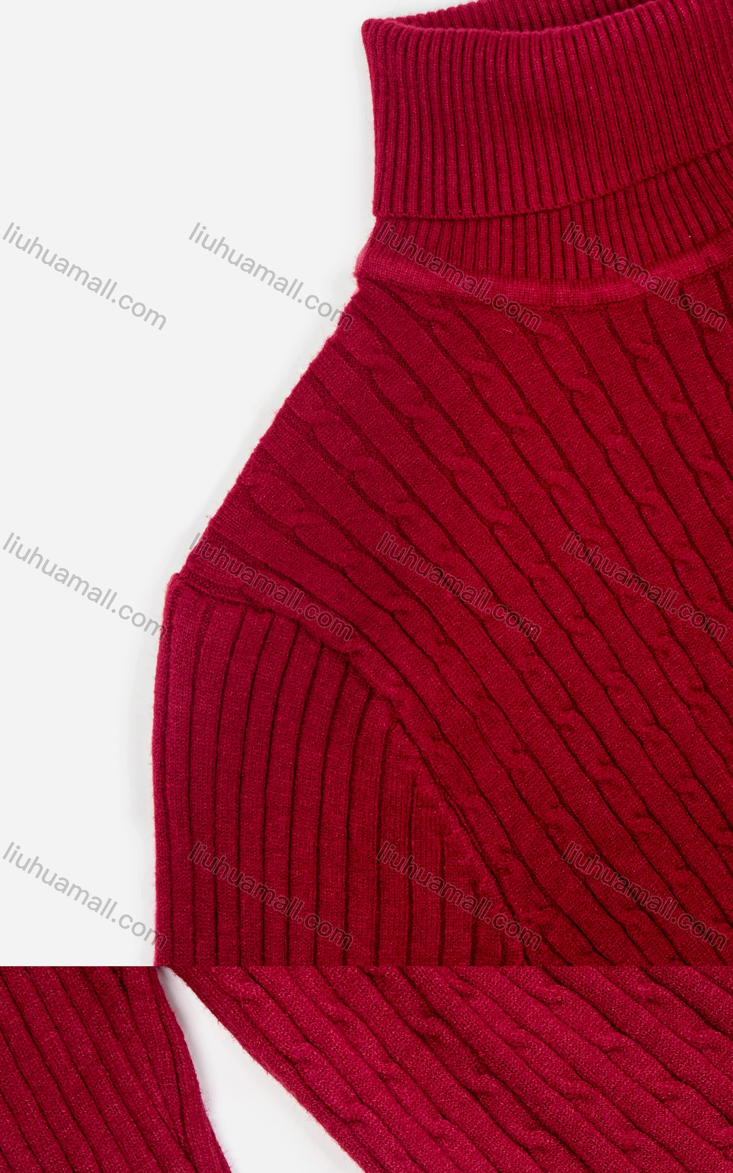 Wholesale Men's Casual Turtleneck Plain Cable Knit Sweater - Liuhuamall