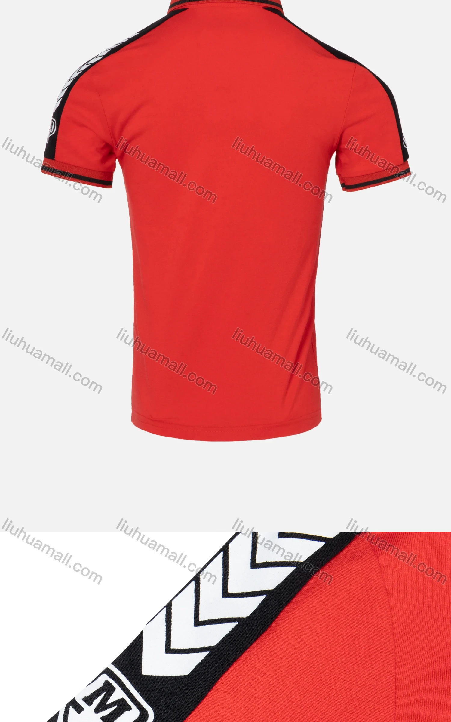 Wholesale Boys Casual Letter Chevron Print Striped Trim Short Sleeve Polo Shirt - Liuhuamall