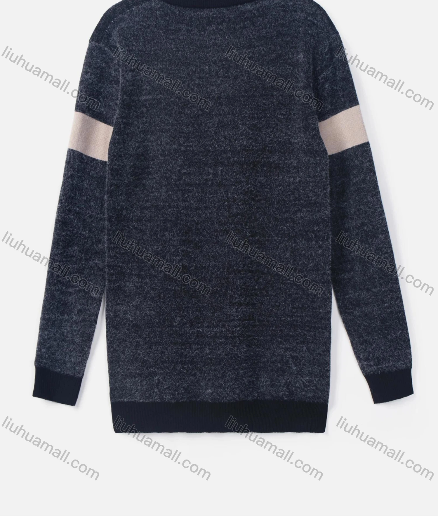 Wholesale Men's Casual Round Neck Slogan Print Fuzzy Knit Sweater - Liuhuamall