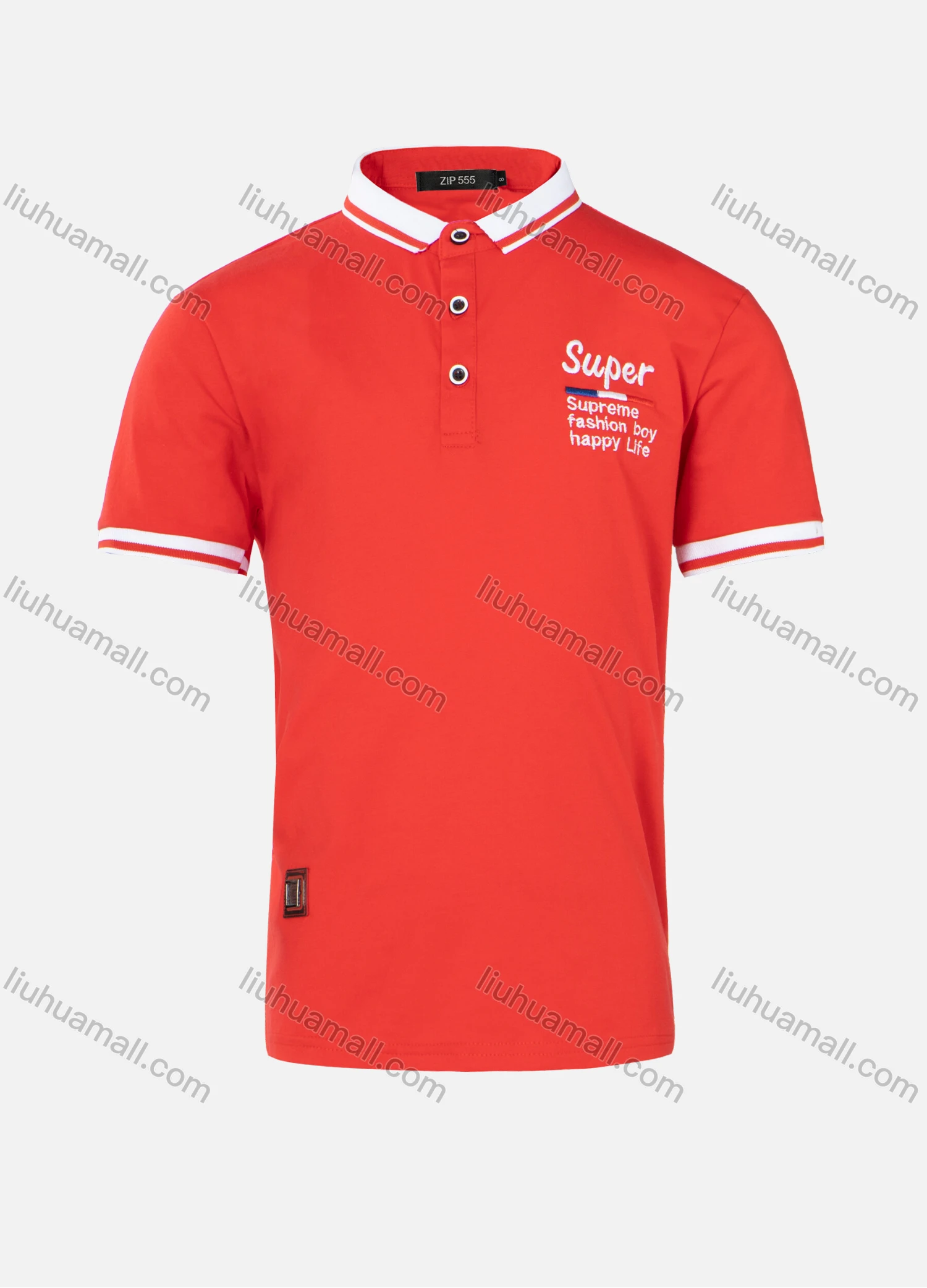 Wholesale Boys Casual Contrast Collar Striped Trim Slogan Print Plain Short Sleeve Polo Shirt - Liuhuamall