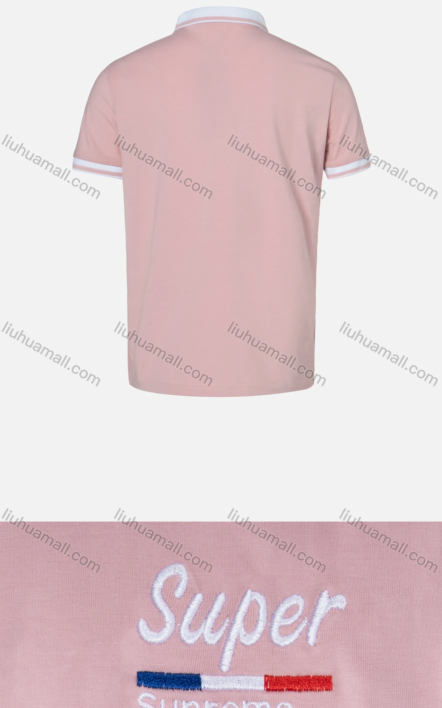 Wholesale Boys Casual Contrast Collar Striped Trim Slogan Print Plain Short Sleeve Polo Shirt - Liuhuamall