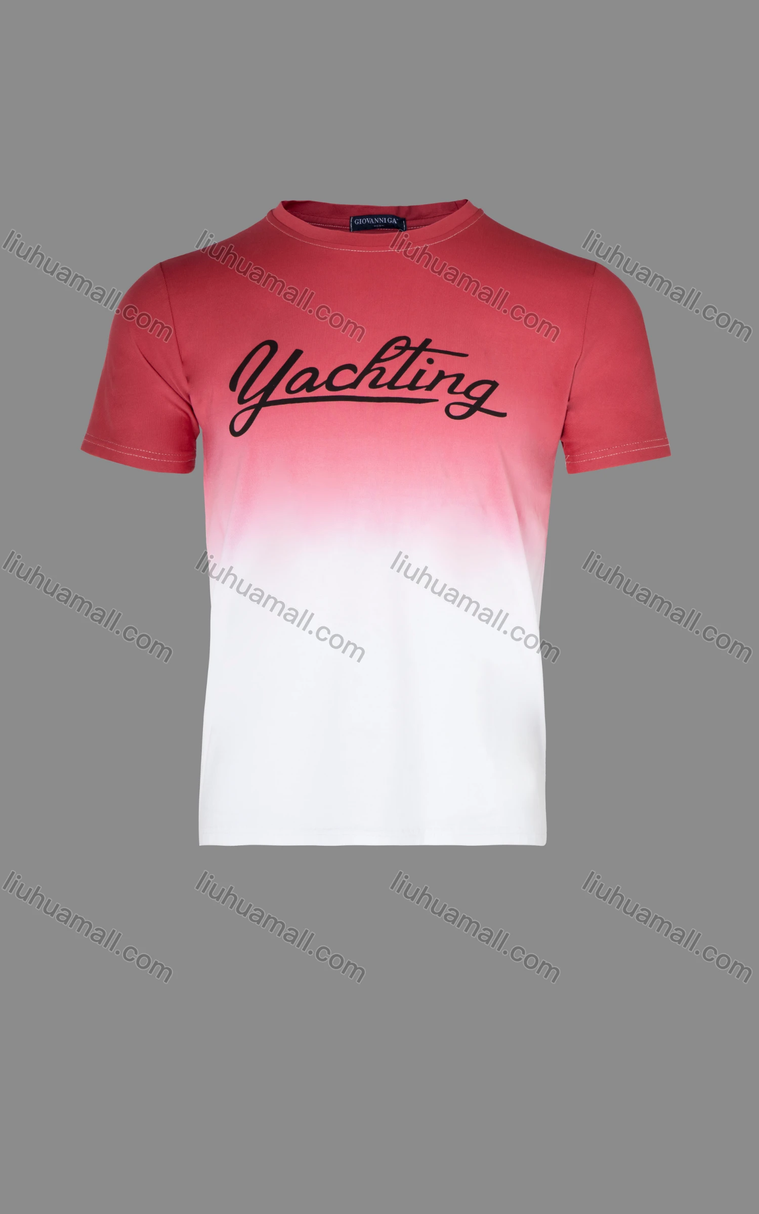 Wholesale Men's Casual Ombre Letter Print Round Neck Short Sleeve T Shirt - Liuhuamall