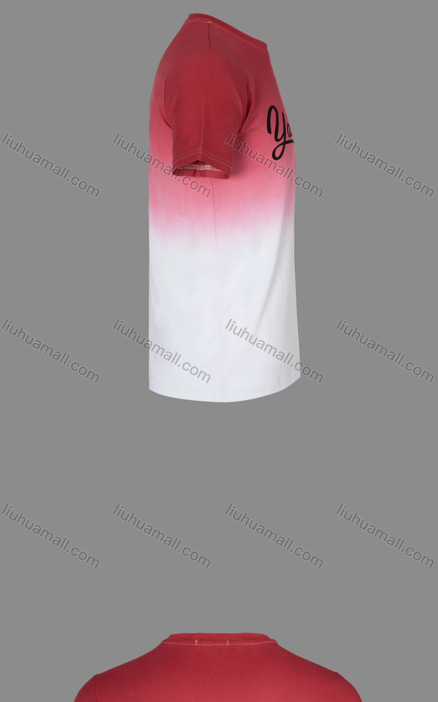 Wholesale Men's Casual Ombre Letter Print Round Neck Short Sleeve T Shirt - Liuhuamall