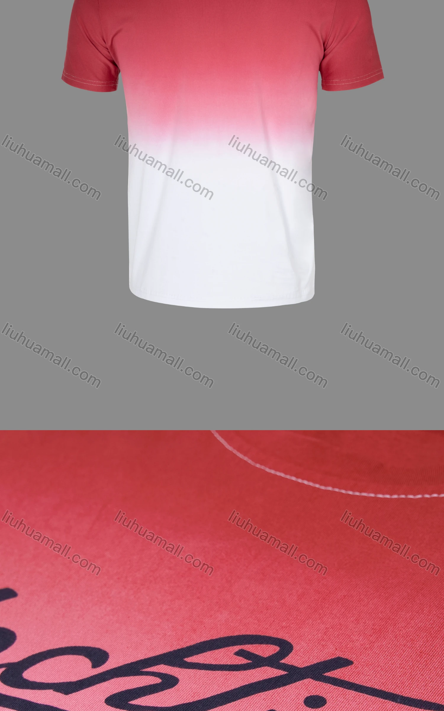 Wholesale Men's Casual Ombre Letter Print Round Neck Short Sleeve T Shirt - Liuhuamall