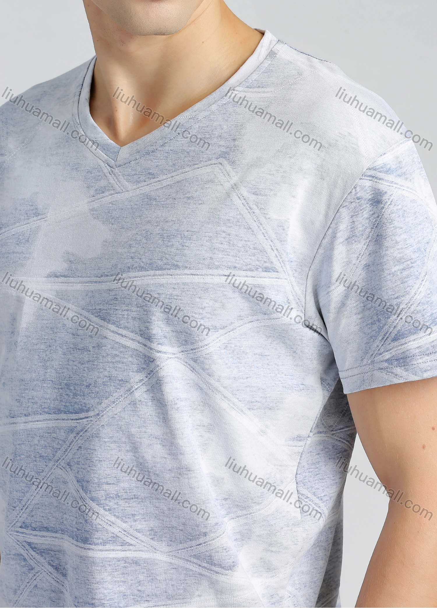Wholesale Men's Cotton V Neck Casual Short Sleeve Tee - Liuhuamall