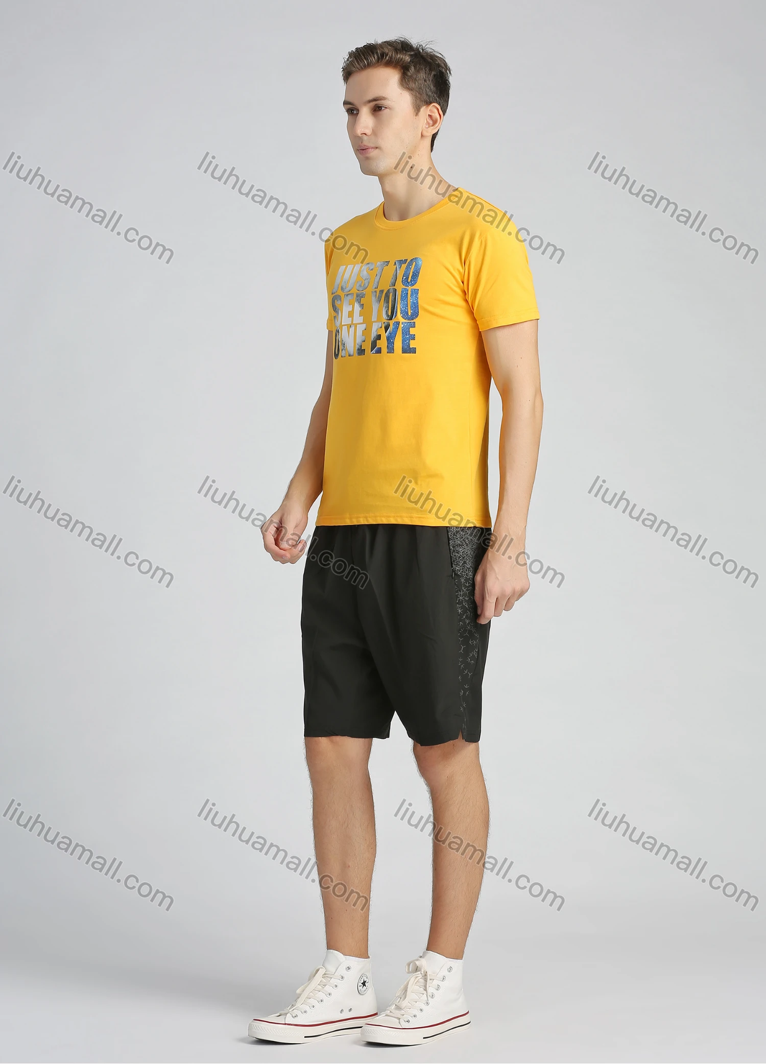 Wholesale Men's Cotton Round Neck Short Sleeve Slogan Graphic T-Shirt - Liuhuamall