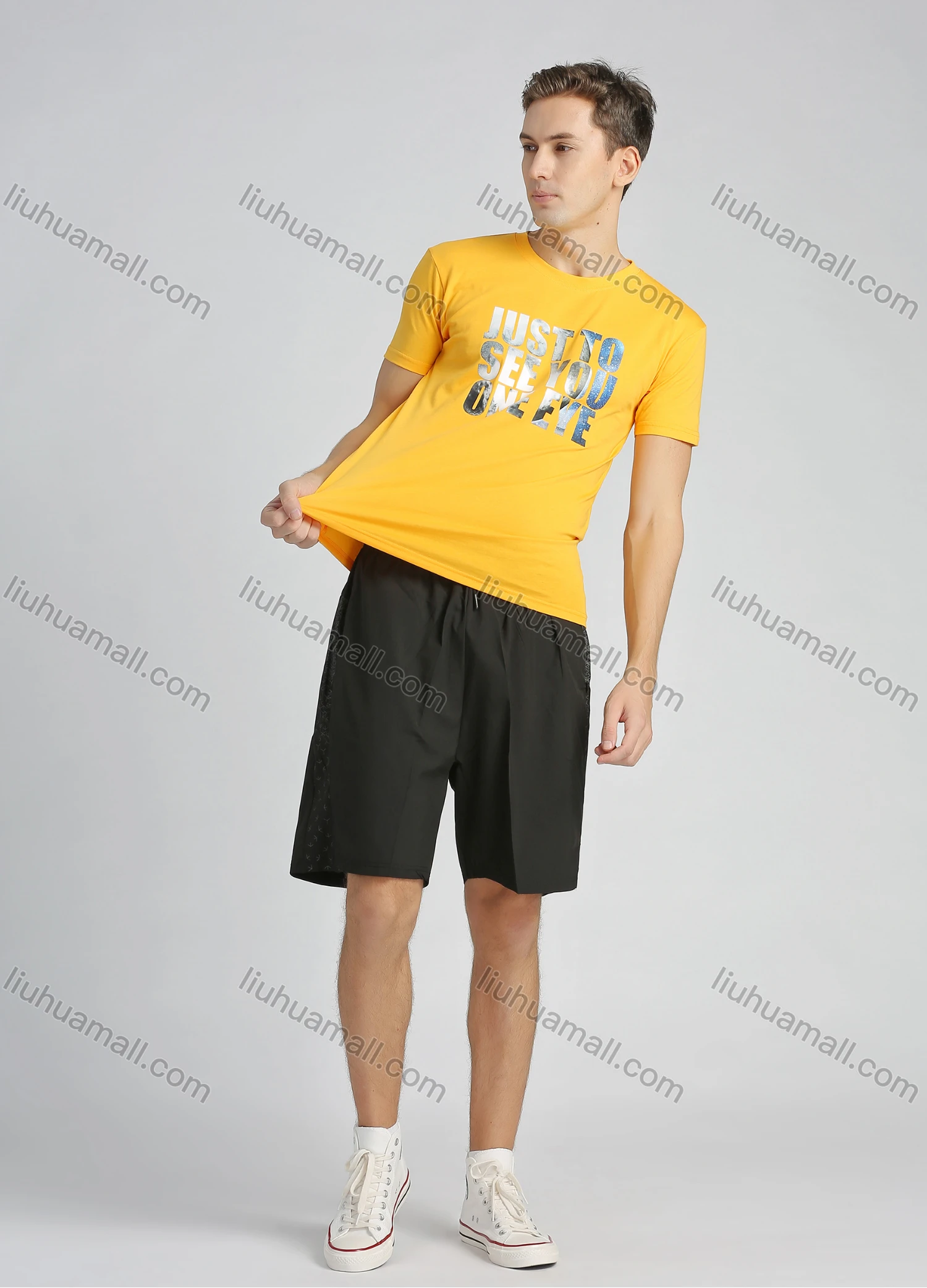 Wholesale Men's Cotton Round Neck Short Sleeve Slogan Graphic T-Shirt - Liuhuamall