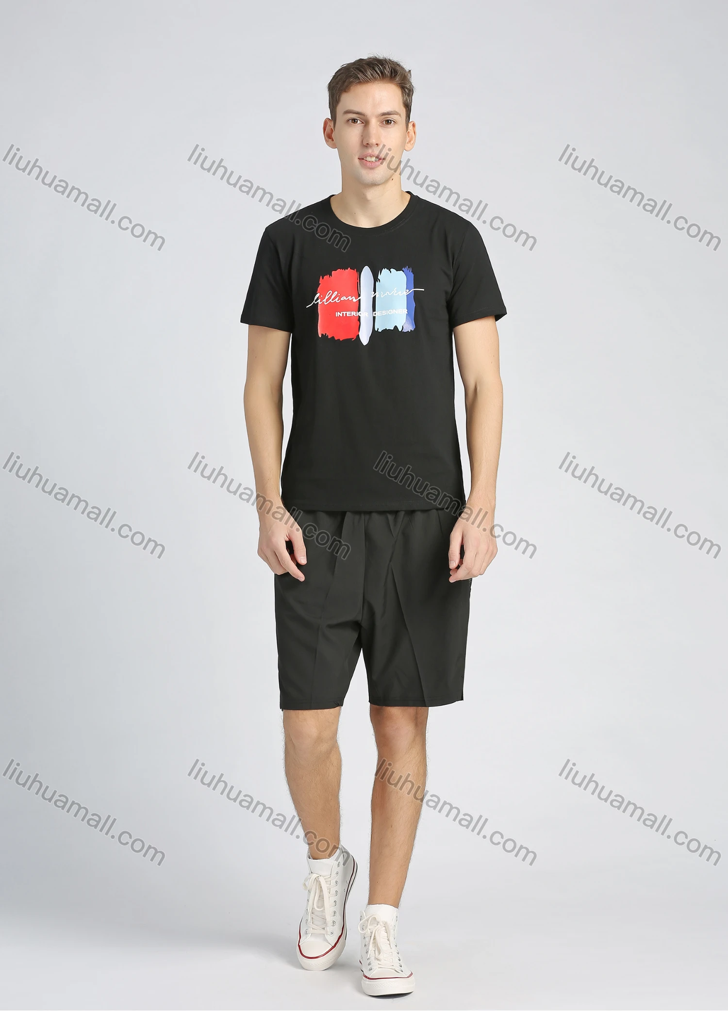 Wholesale Men's Cotton Round Neck Short Sleeve Graphic T-Shirt - Liuhuamall