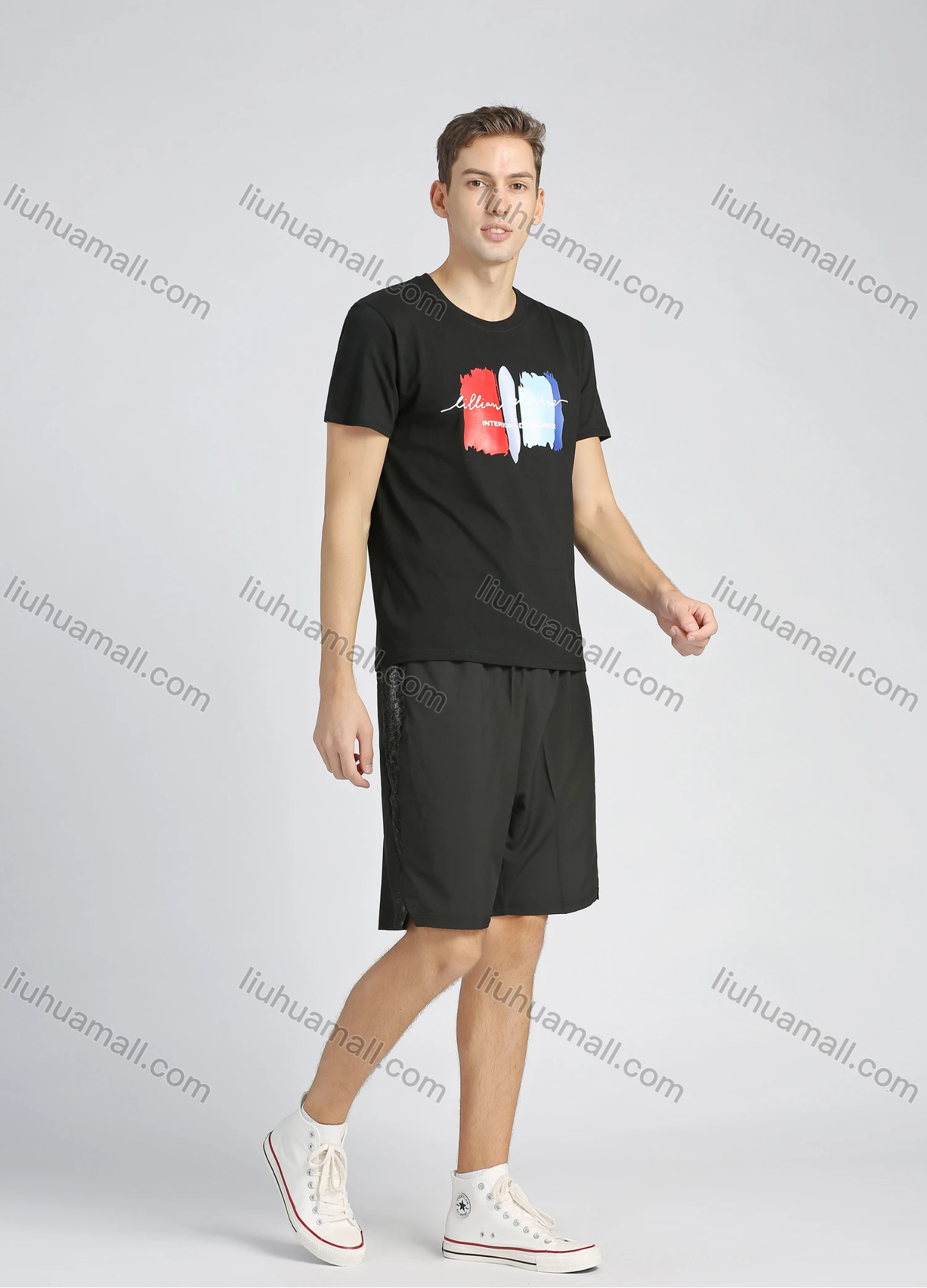 Wholesale Men's Cotton Round Neck Short Sleeve Graphic T-Shirt - Liuhuamall