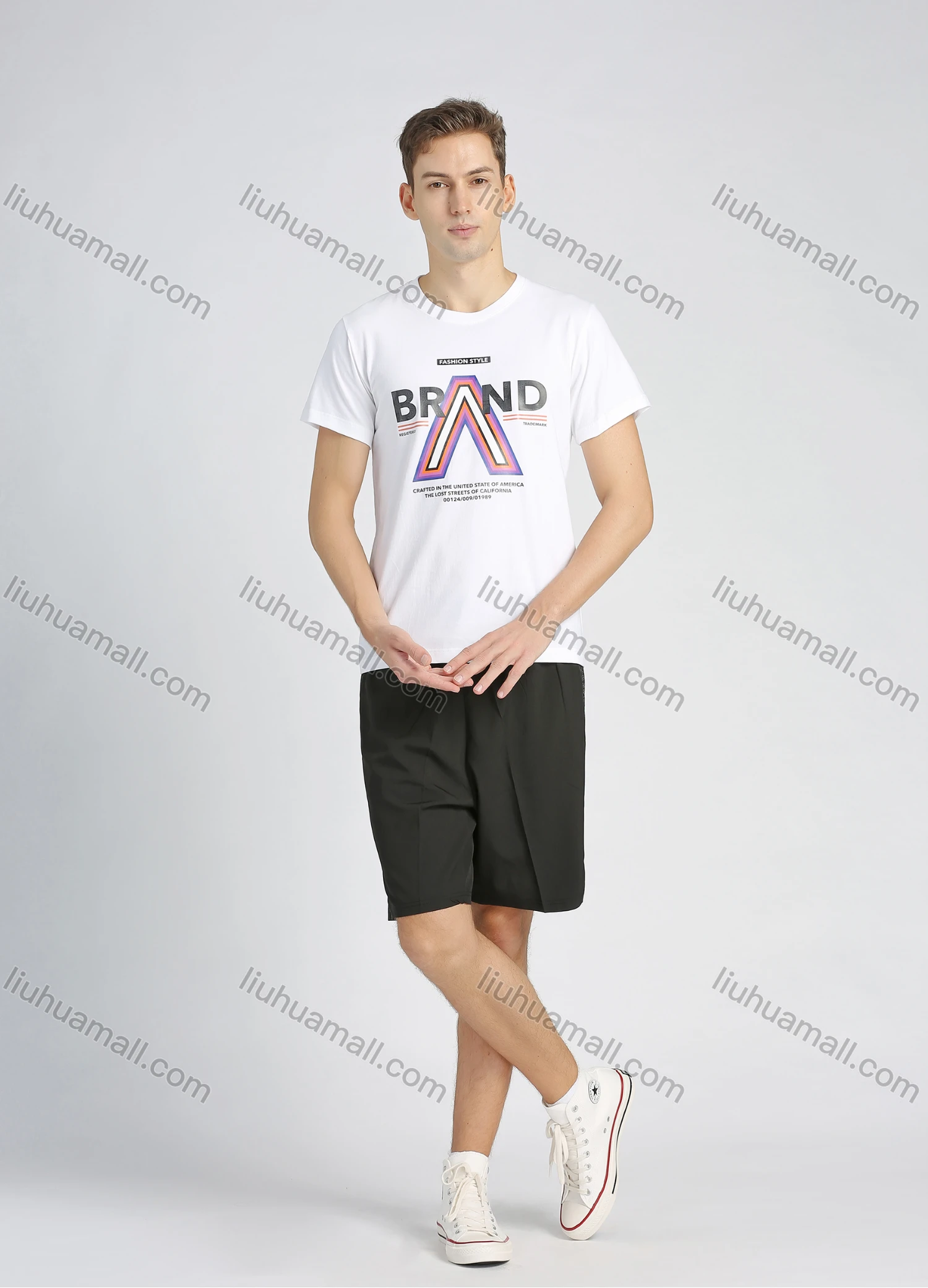 Wholesale Men's Casual Round Neck Short Sleeve Letter Graphic T-Shirt - Liuhuamall