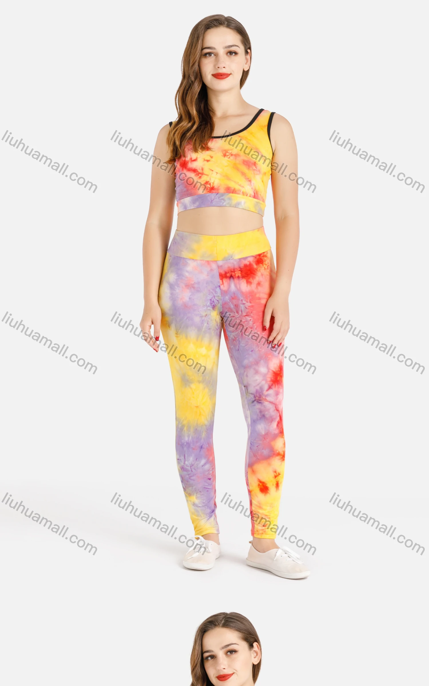 Wholesale Women's Summer Crop Tank Top&Pants Tie Dye Set - Liuhuamall