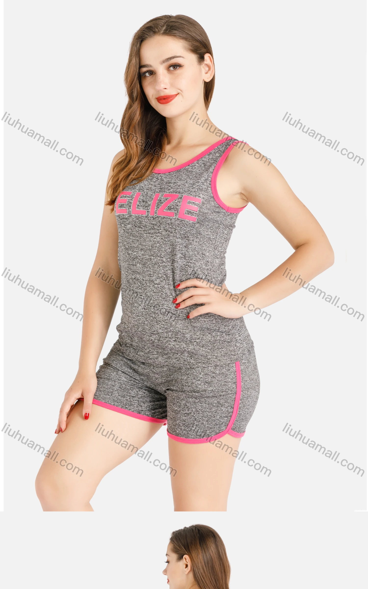 Wholesale Women's Summer Tank Top&Track Shorts Letter Print Set - Liuhuamall