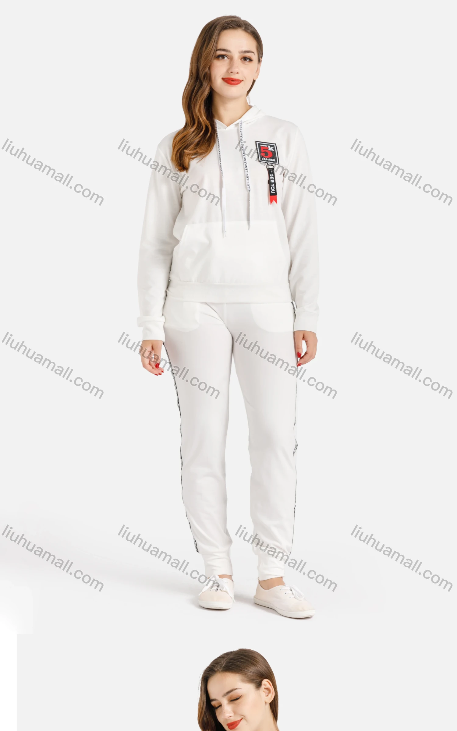 Wholesale Women's Fall Kangaroo Pocket Long Sleeve Hodded&Pants Set - Liuhuamall