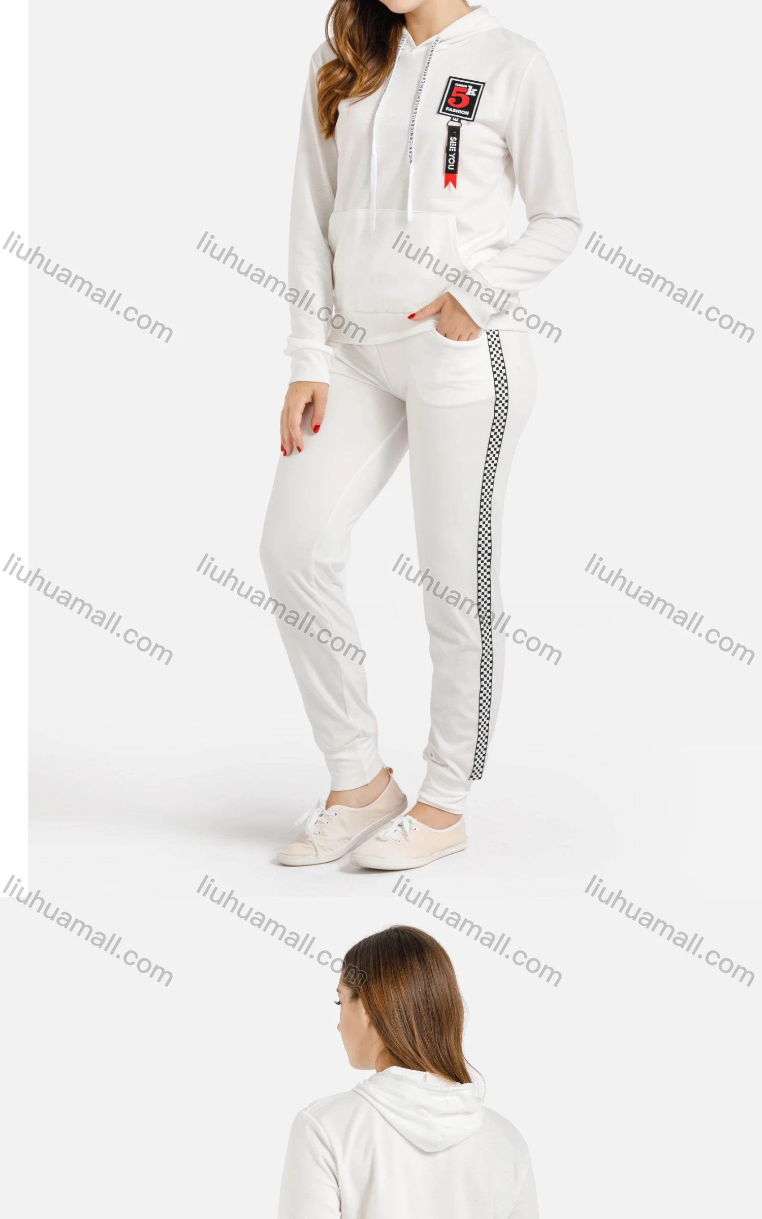 Wholesale Women's Fall Kangaroo Pocket Long Sleeve Hodded&Pants Set - Liuhuamall