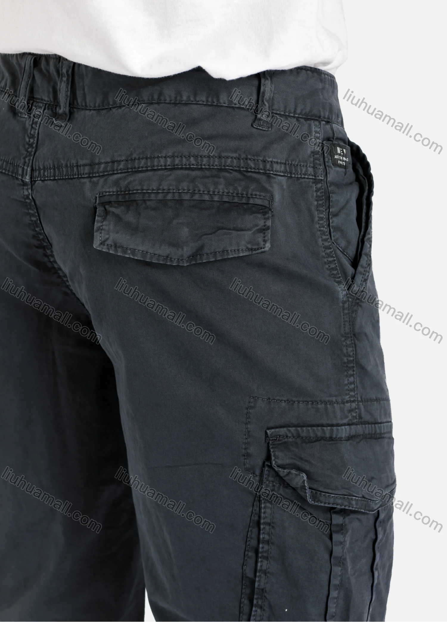 Wholesale Men's Casual Flap Pocket Zip Decor Plain Cargo Shorts 1701# - Liuhuamall