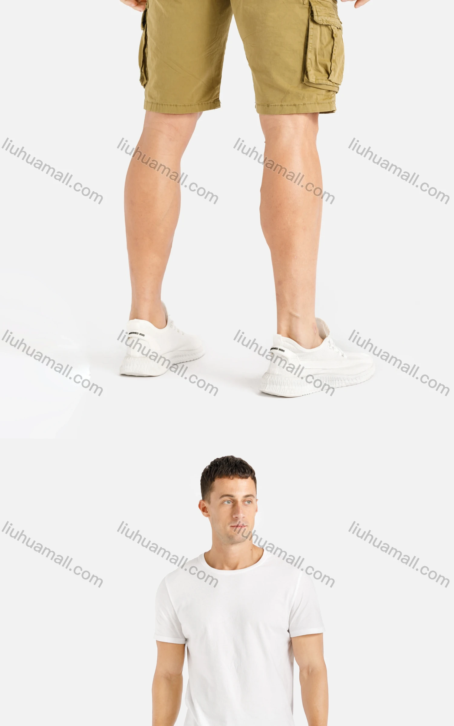 Wholesale Men's Casual Flap Pocket Zip Decor Plain Cargo Shorts With Belt 9382# - Liuhuamall