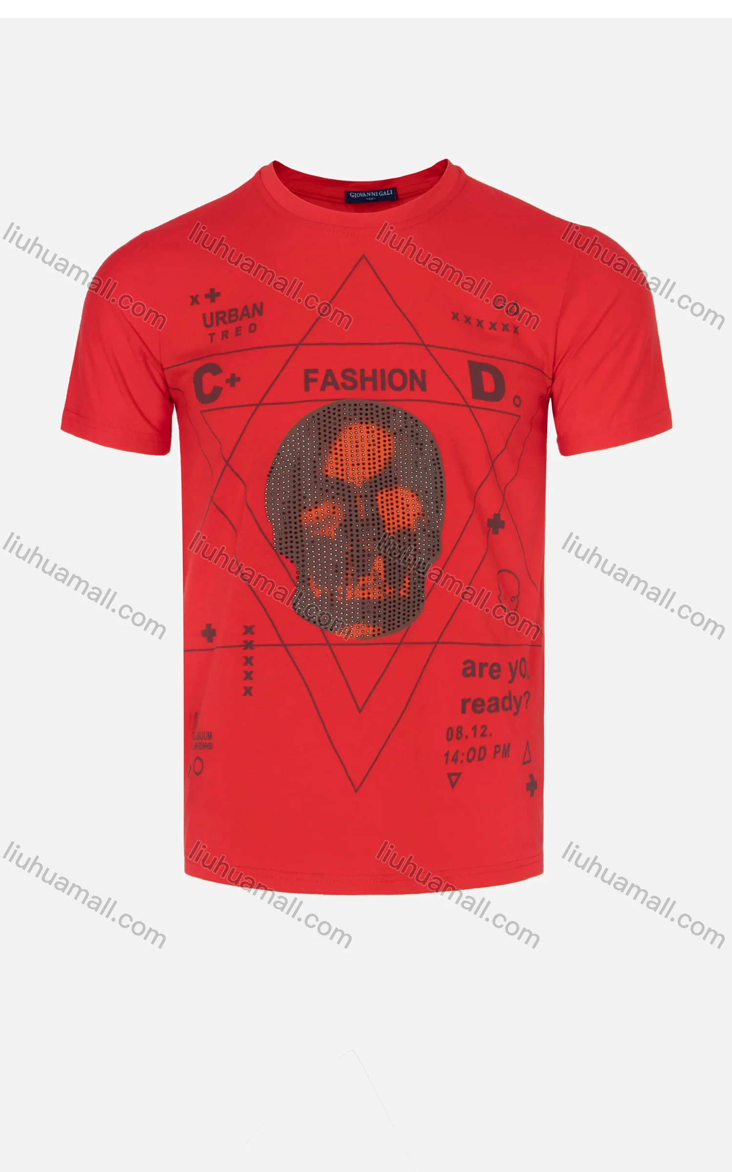 Wholesale Men's Casual Round Neck Short Sleeve Letter Skull Print T-Shirt - Liuhuamall