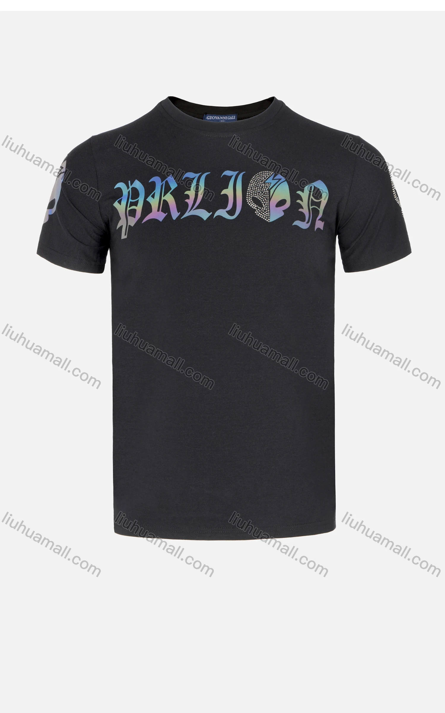 Wholesale Men's Casual Short Sleeve Round Neck Rhinestone Letter Print T Shirt - Liuhuamall