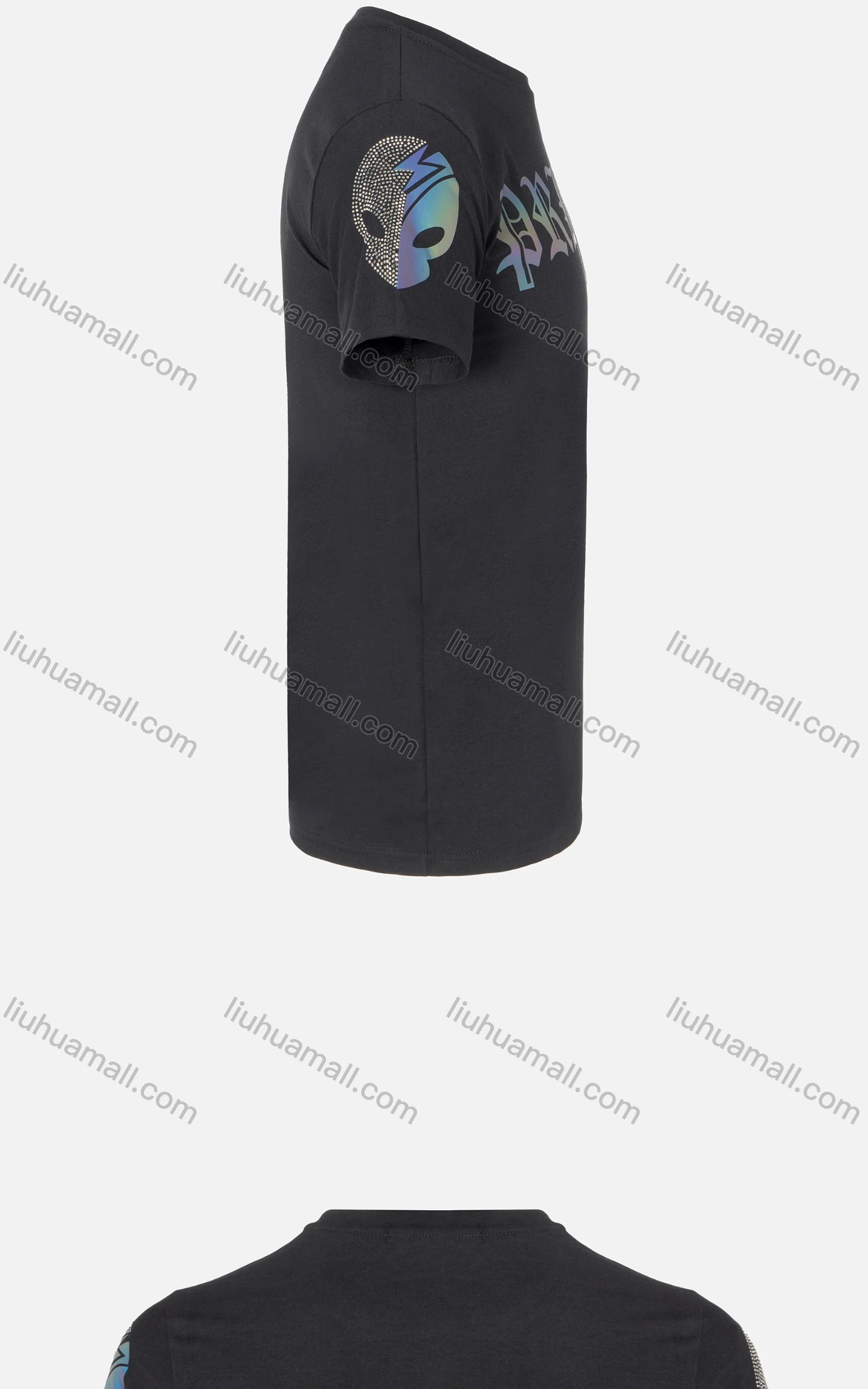 Wholesale Men's Casual Short Sleeve Round Neck Rhinestone Letter Print T Shirt - Liuhuamall