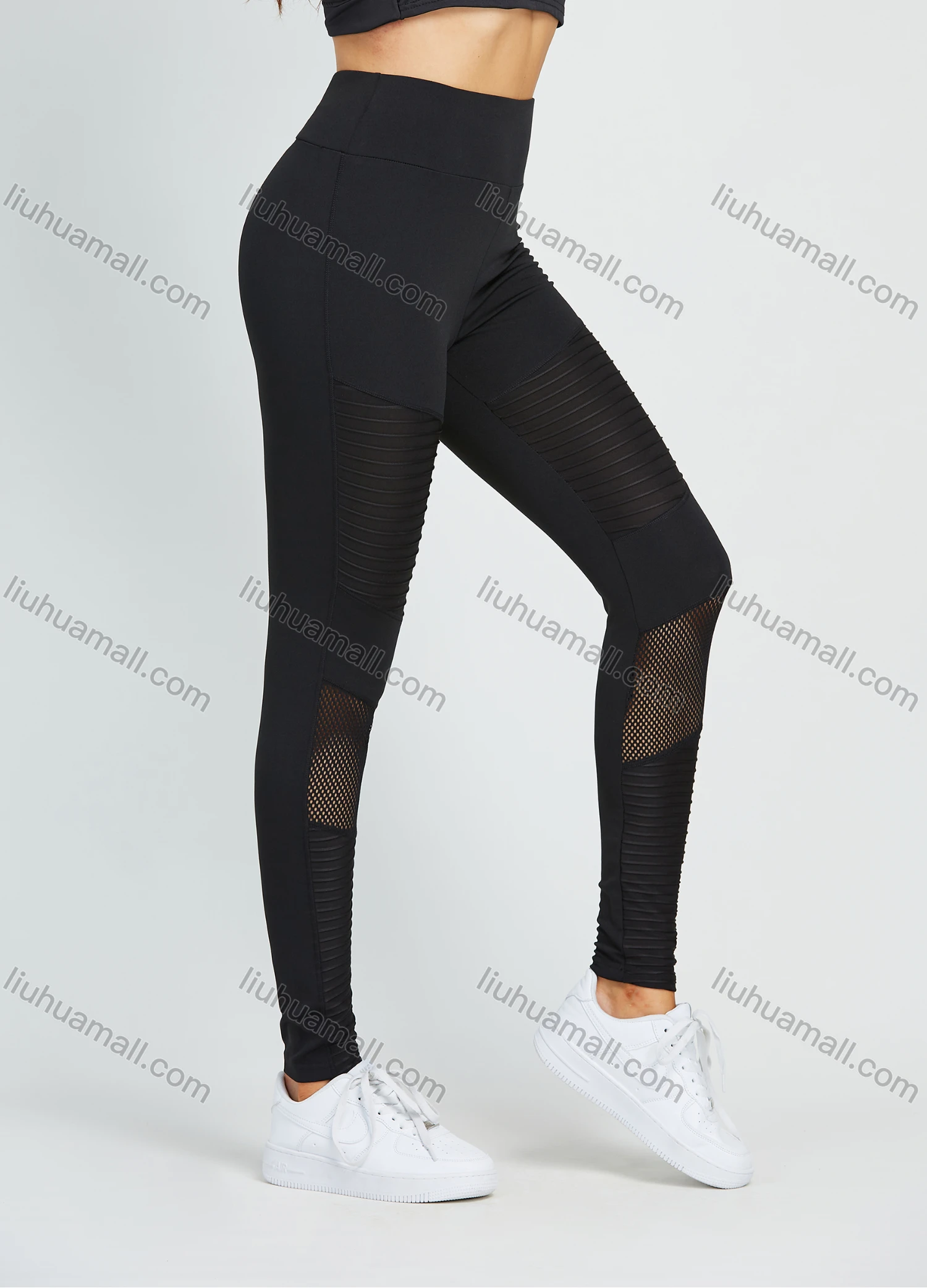 Wholesale Women's Athletic Plain Long Sleeve Crop Top Workout 2 Piece Set - Liuhuamall