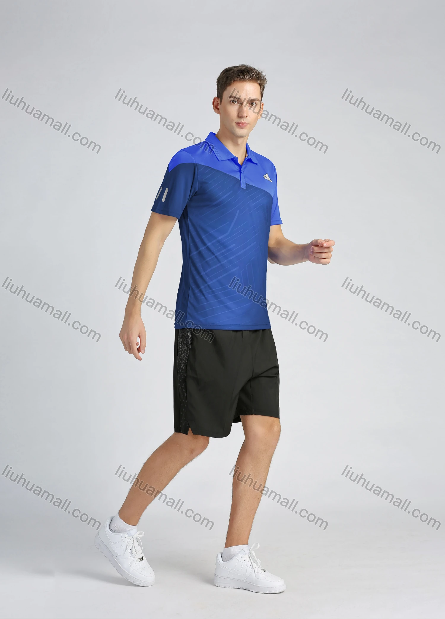 Wholesale Men's Sporty Colorblock Short Sleeve Slim Fit Quick Dry Polo Shirt - Liuhuamall