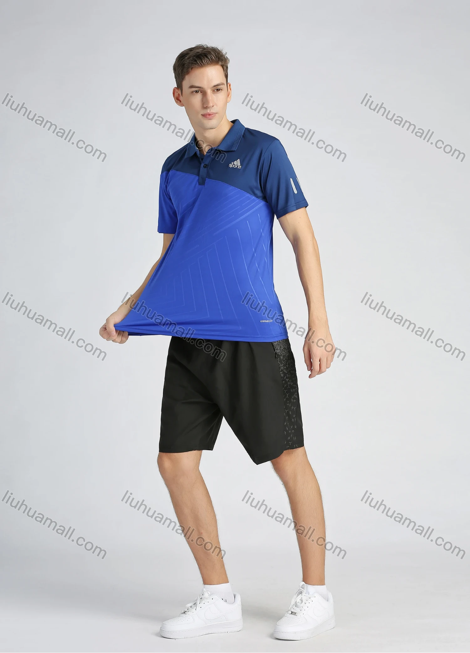 Wholesale Men's Sporty Colorblock Short Sleeve Slim Fit Quick Dry Polo Shirt - Liuhuamall